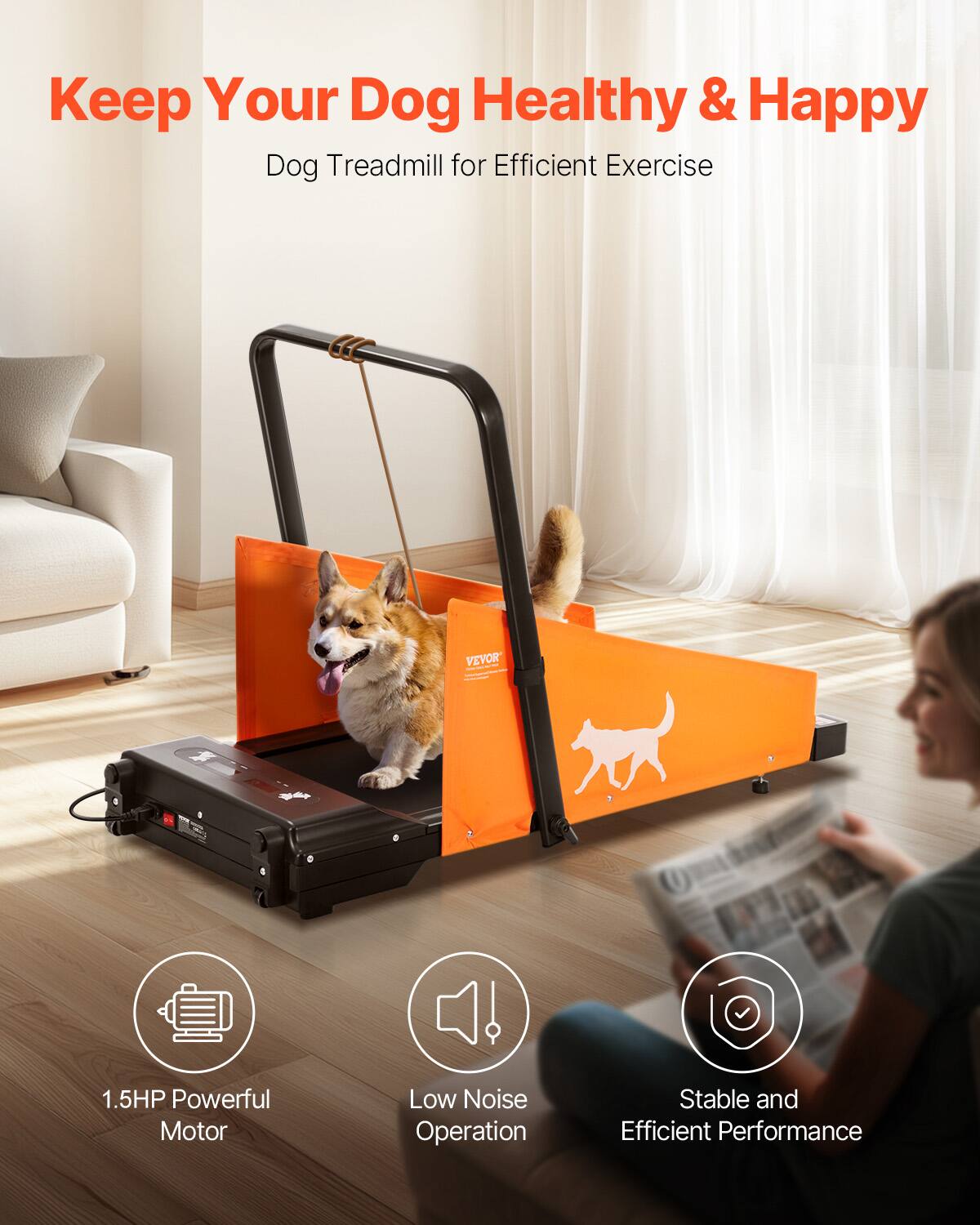 Keep Your Dog Healthy & Happy, Dog Treadmill for Efficient Exercise, VEVOR, 1.5HP Powerful Motor, Low Noise Operation, Stable and Efficient Performance