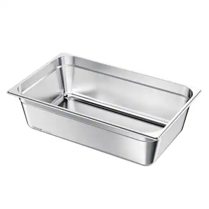 Front. VEVOR - 1 Pack Stainless Steam Hotel Pan, Full Size Table Steam Pan, 6 Inch Deep Anti Jam Restaurant Supplies Rustproof Storage - Silver.