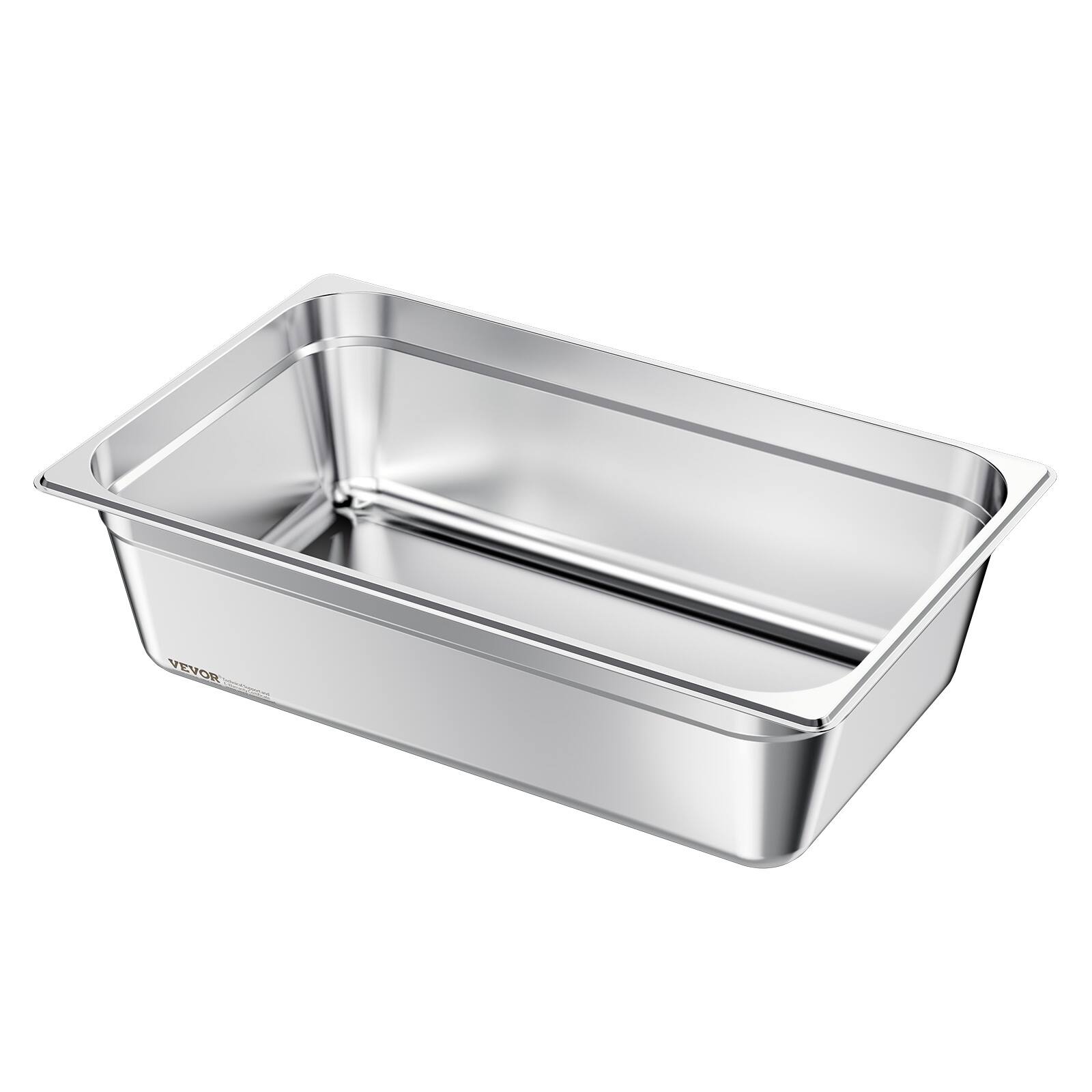 Front. VEVOR - 1 Pack Stainless Steam Hotel Pan, Full Size Table Steam Pan, 6 Inch Deep Anti Jam Restaurant Supplies Rustproof Storage - Silver.