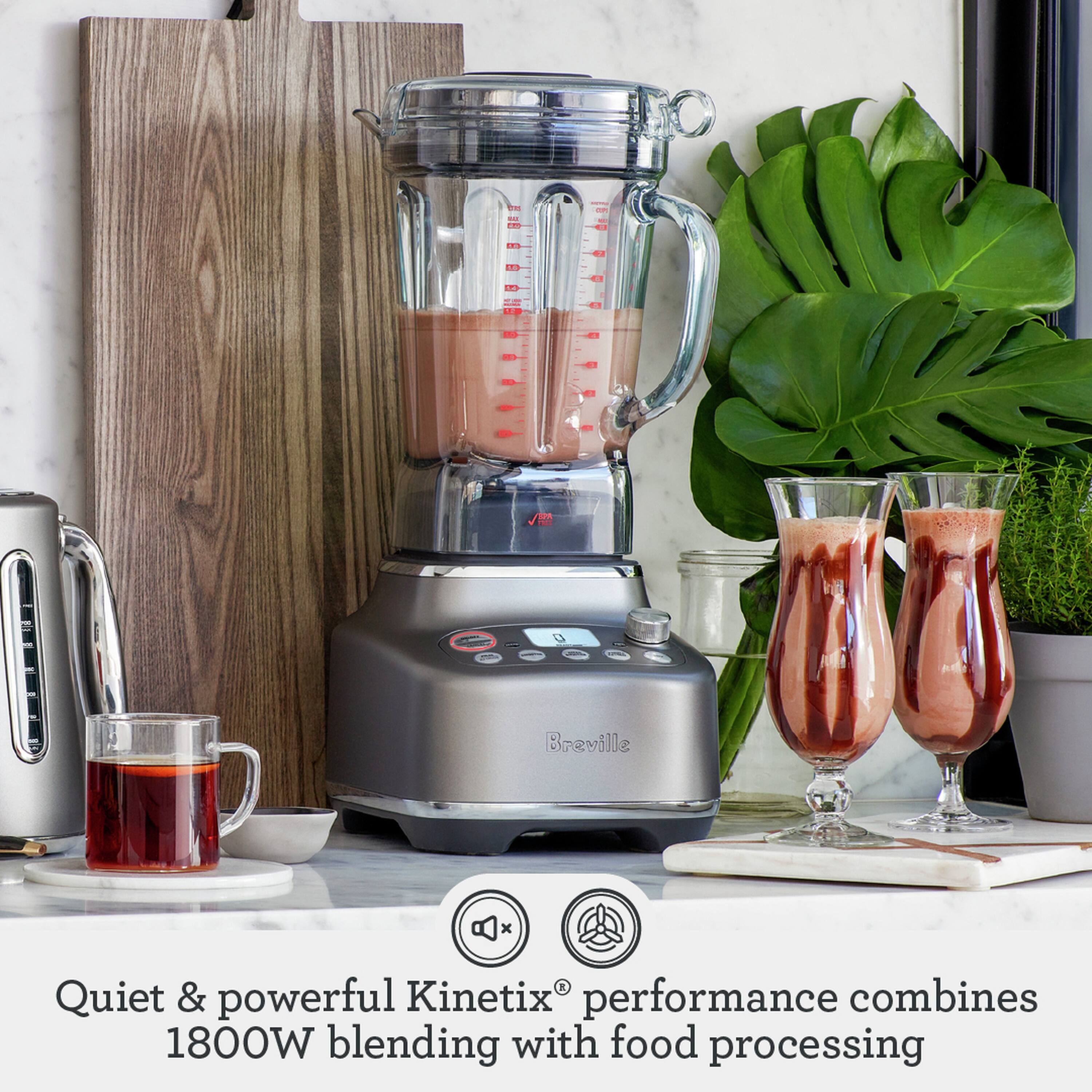 Quiet & powerful Kinetix® performance combines 1800W blending with food processing