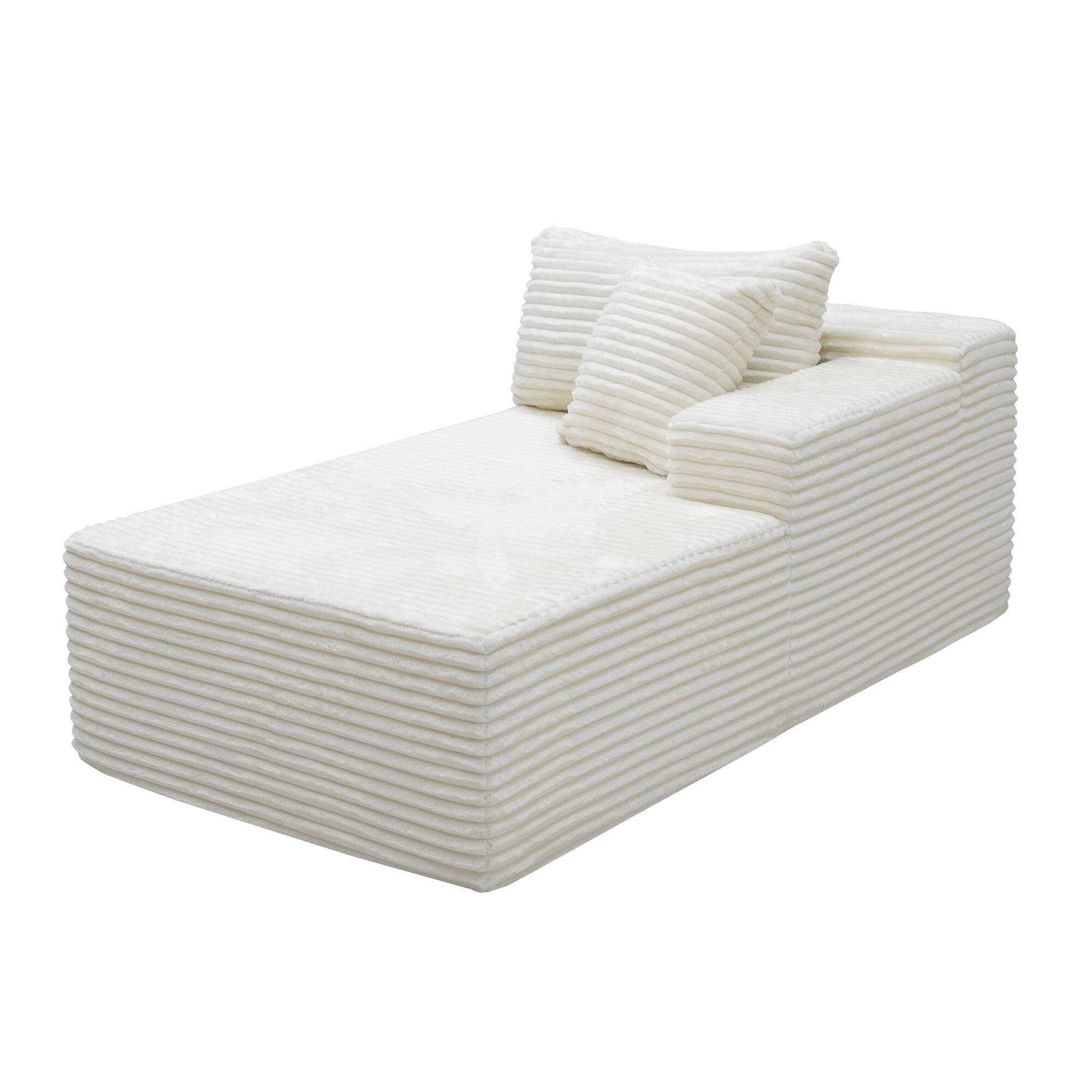 Alt View 2. Roomtec - Cloud Boneless Convertible Sleeper Chaise Sofa for Living Room Modular Sectional Sofa - White.