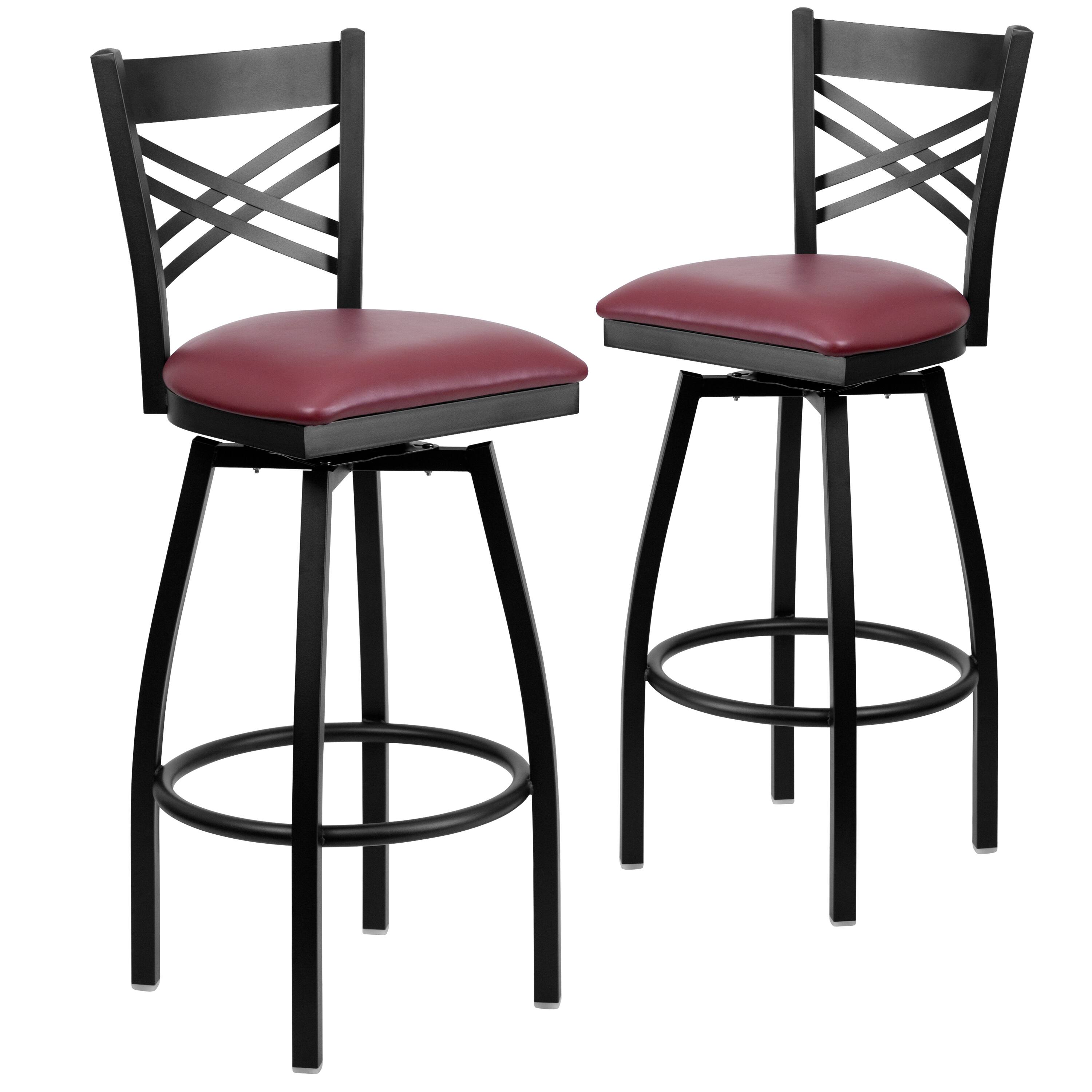 Burgundy Vinyl Seat/Black Metal Frame