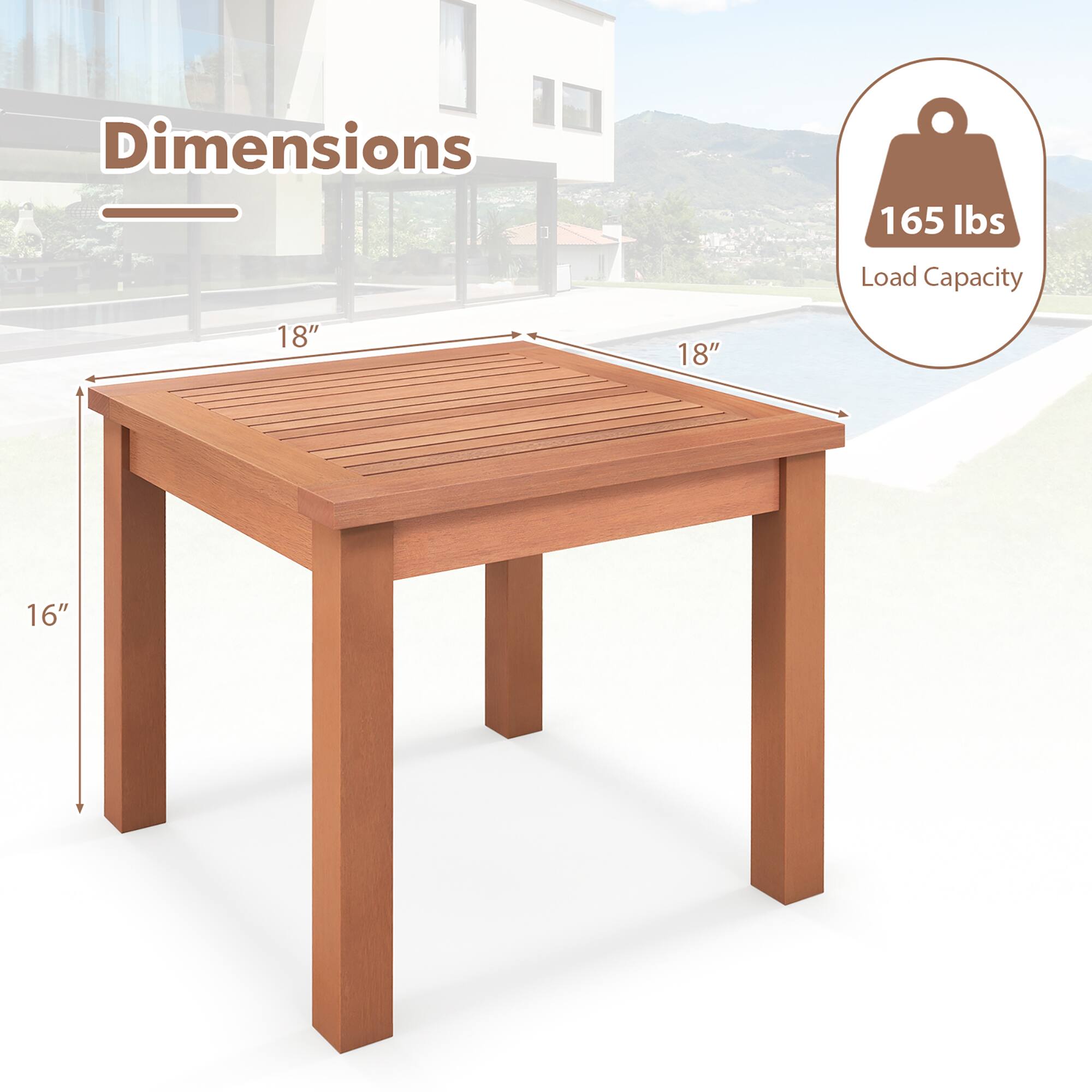 Dimensions: 18" x 18" x 16"  
Load Capacity: 165 lbs