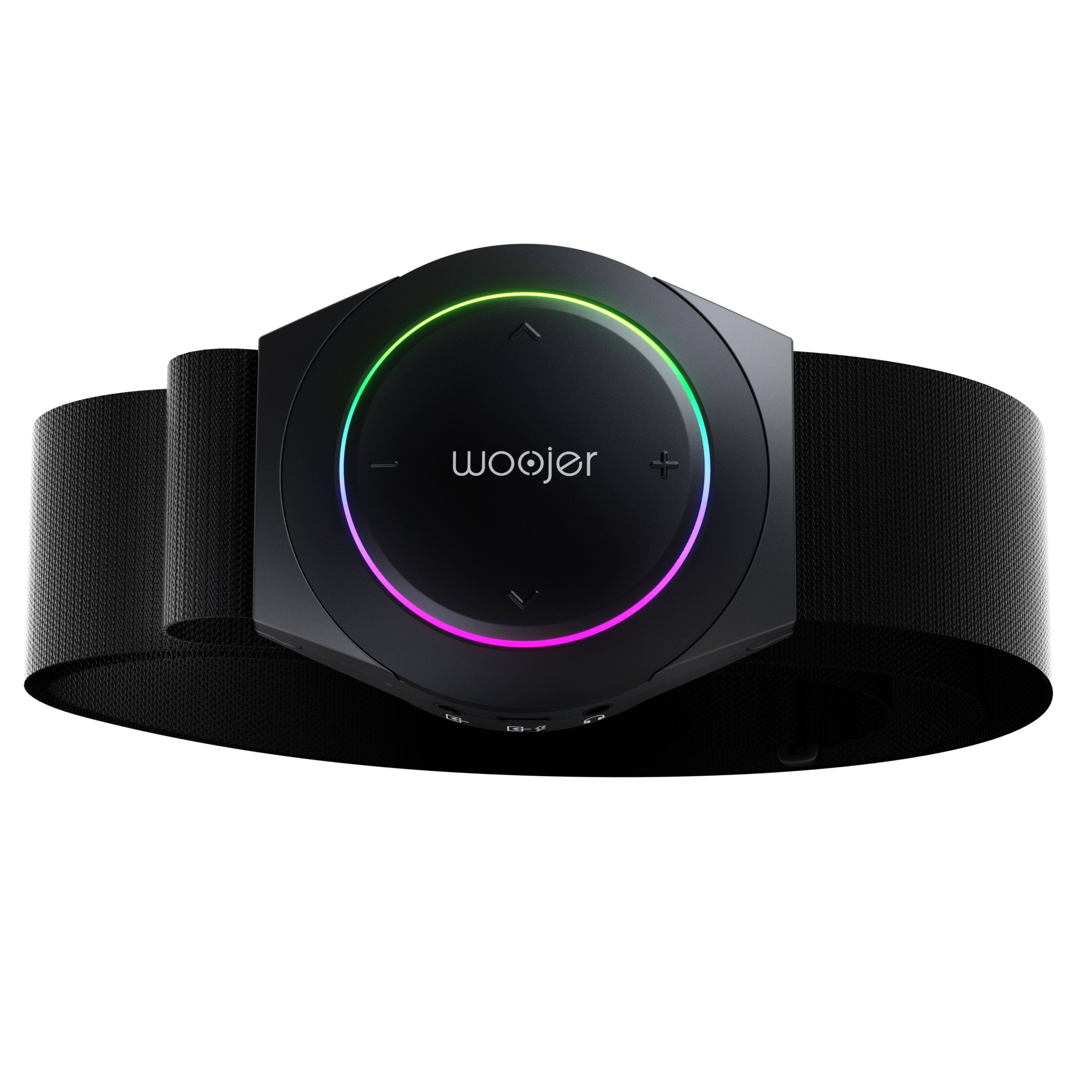 Angle. Woojer - HiFi Haptic Body Strap 4 - Compatible with PS (3,4,5) Xbox (Series X, One, 360) Nintendo (Switch, 3DS) - Black.