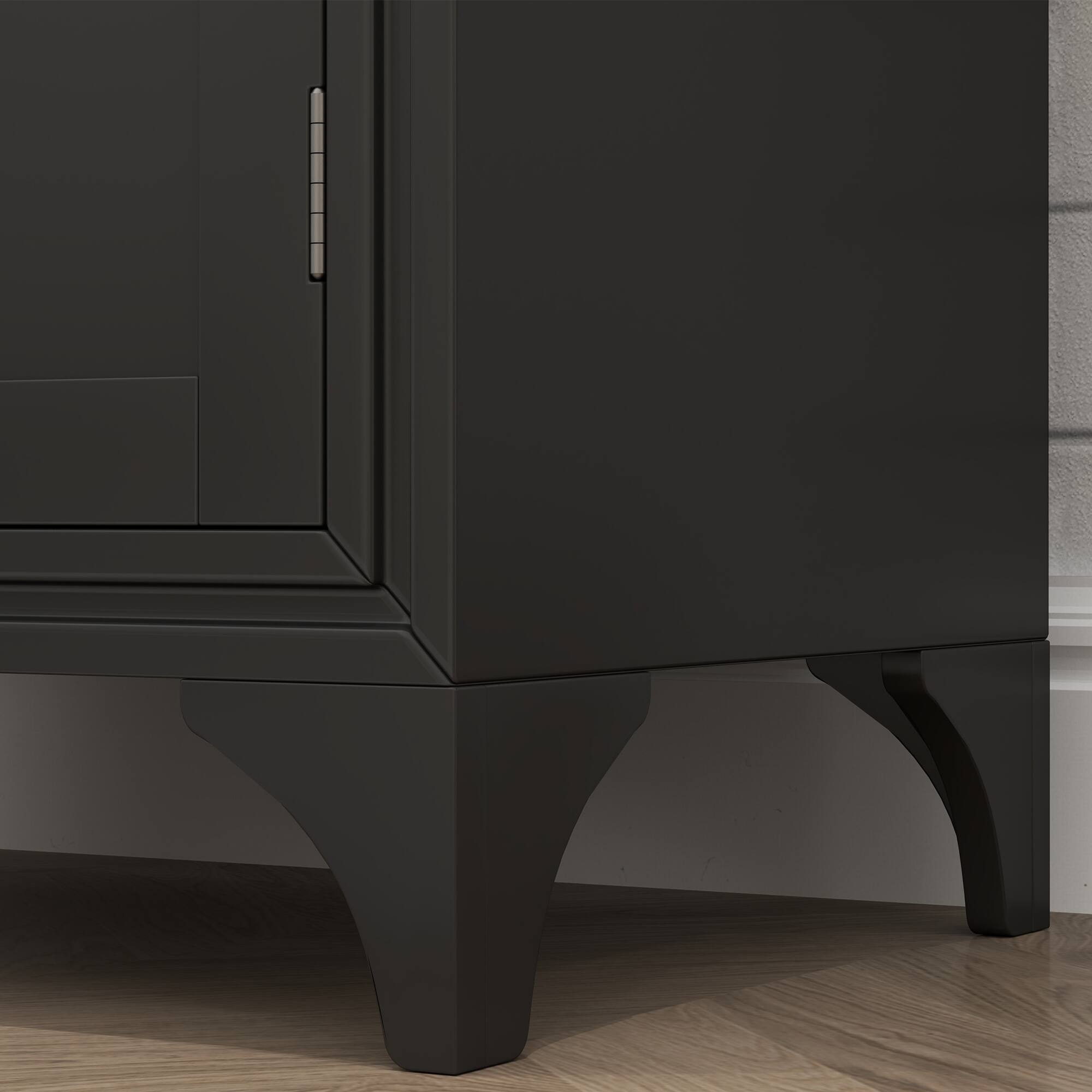 Alt View 5. Homcom - 67" Tall Freestanding Kitchen Pantry Cabinet, 4-Door Storage Cabinet with Drawer and Adjustable Shelves for Dining Room - Black.