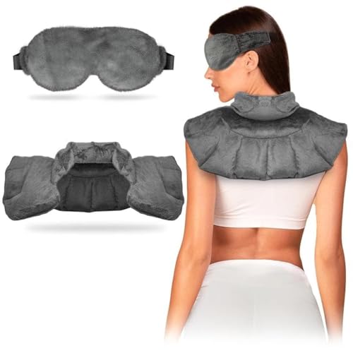 Front. The Best Inks - Neck & Shoulder Wrap + Heated Eye Mask - Hot Cold Set For Dry Eyes Headaches Microwavable Portable Design Home Travel - Default.