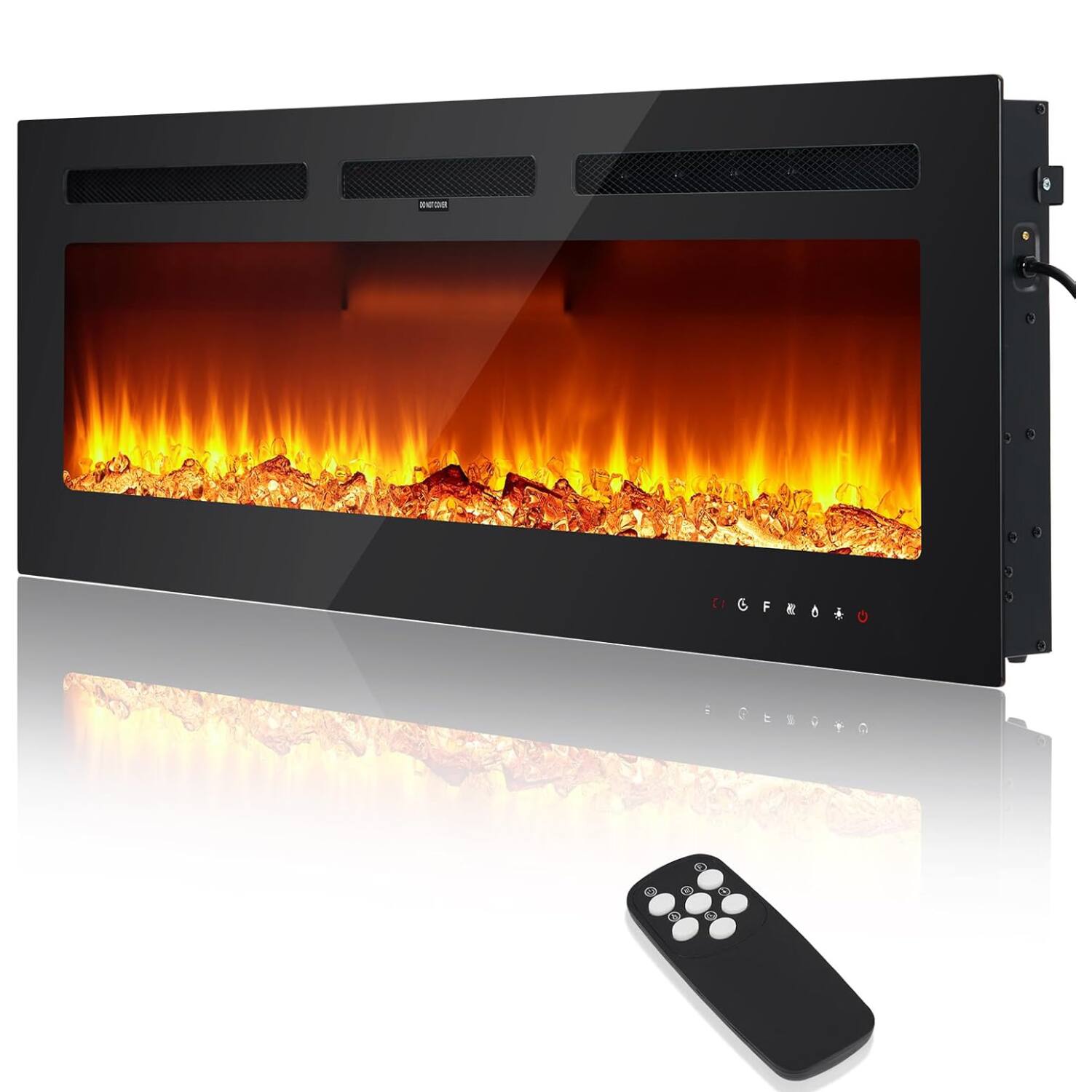 GARVEE - 60in Electric Fireplace Recessed and Wall Mounted 750/1500W with Timer Remote Control Touch Screen