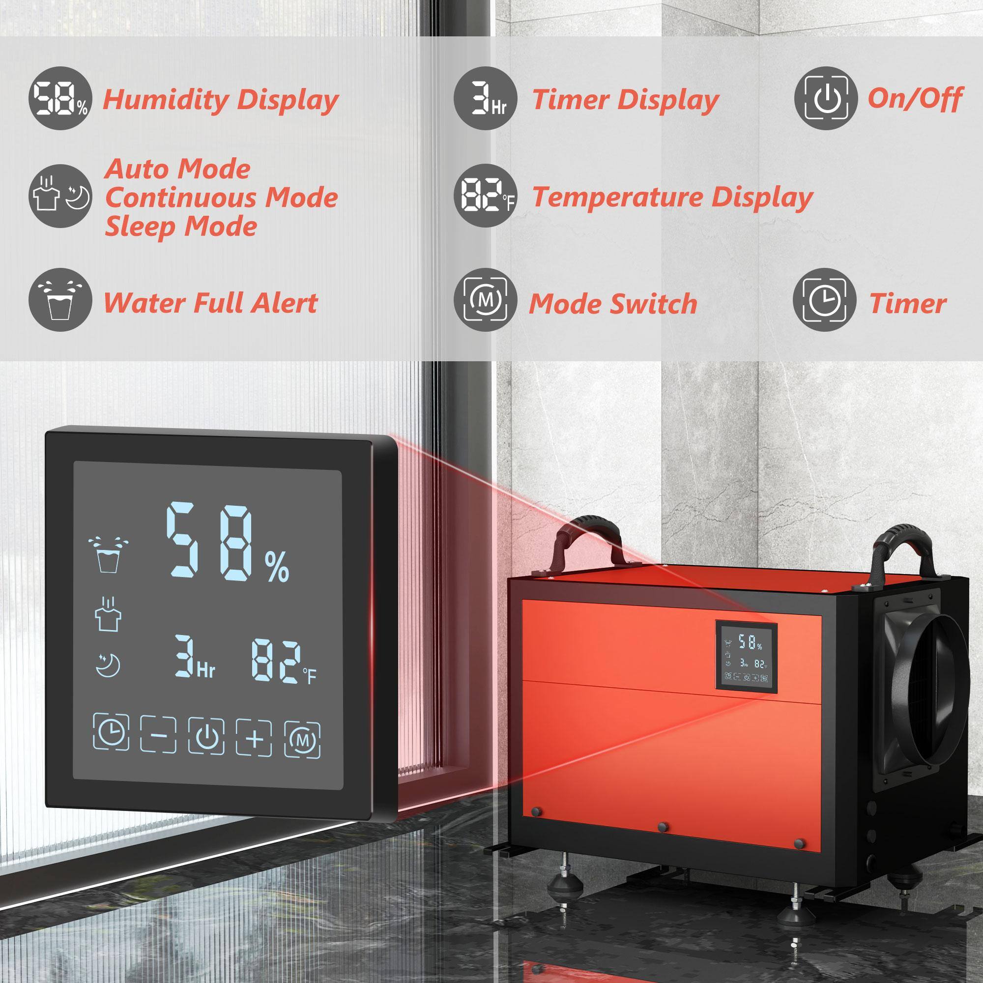 - Humidity Display: 58%
- Timer Display: 3Hr
- On/Off
- Temperature Display: 82°F
- Auto Mode
- Continuous Mode
- Sleep Mode
- Water Full Alert
- Mode Switch
- Timer
- M Mode
- 58%
- 3Hr
- 82°F
- 58%
- 3
- 58
- a
- + M