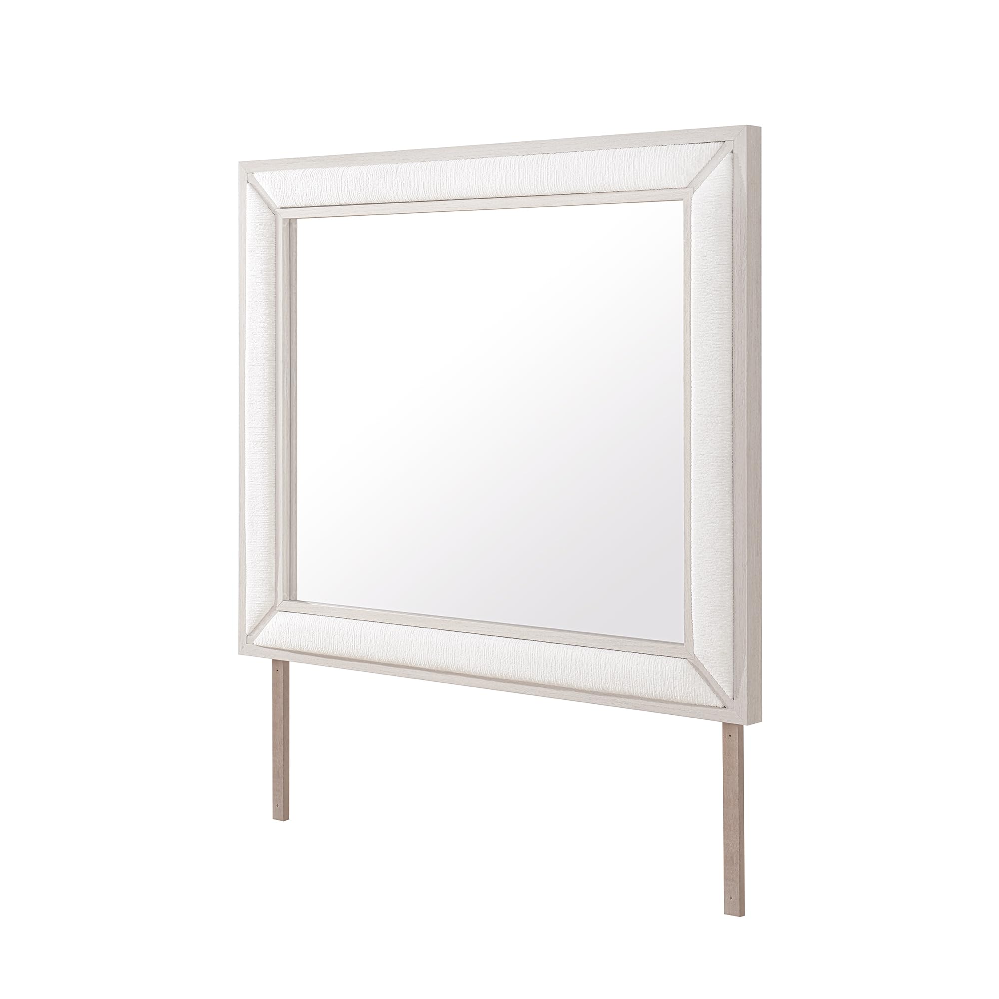 Angle. Global Furniture USA - Clara Beige Upholstered Mirror - Beige.