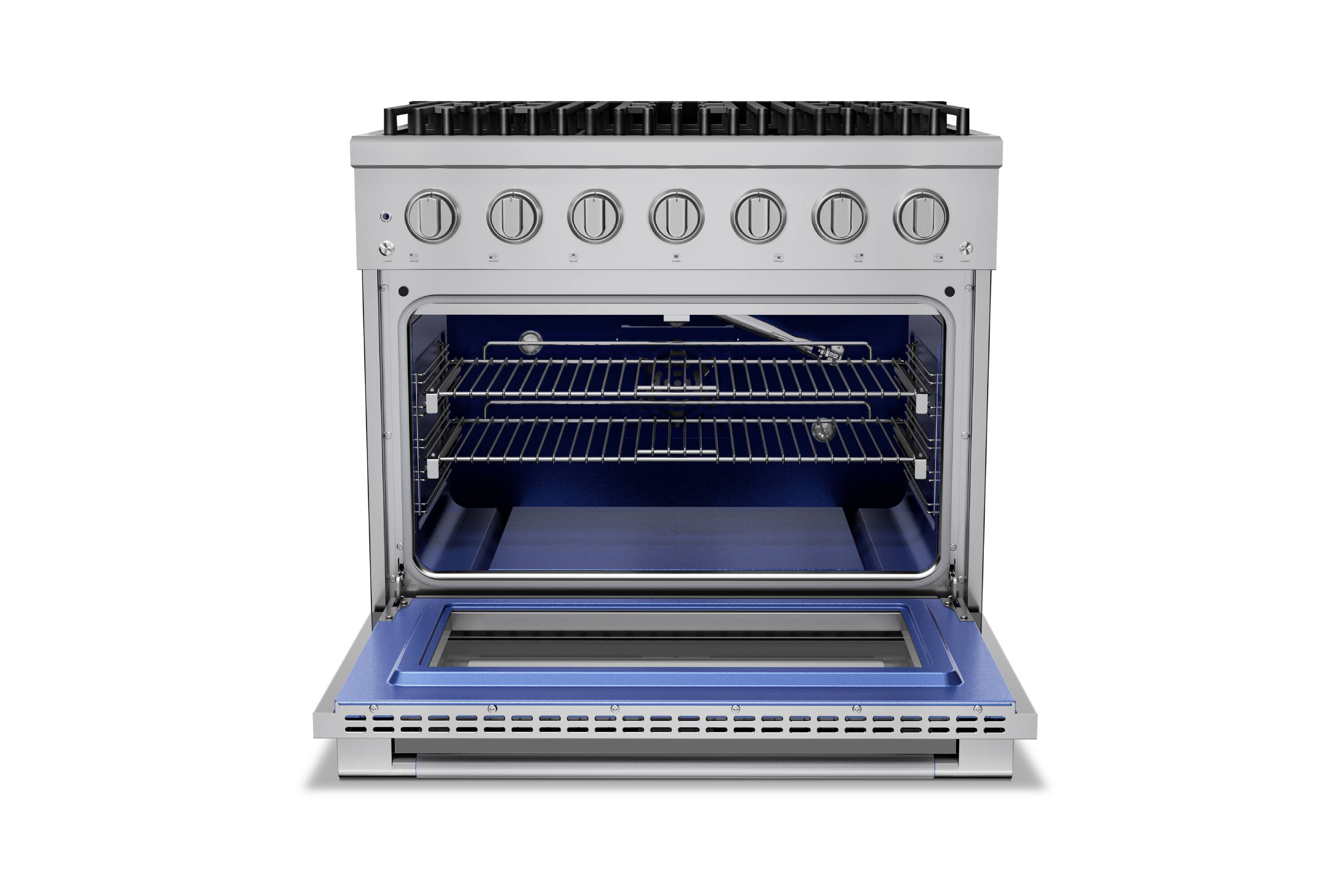 Alt View 5. Hauslane - HausPro 36 in. 6 Burners (20,000 BTU) Freestanding Gas Range Range - Stainless Steel.