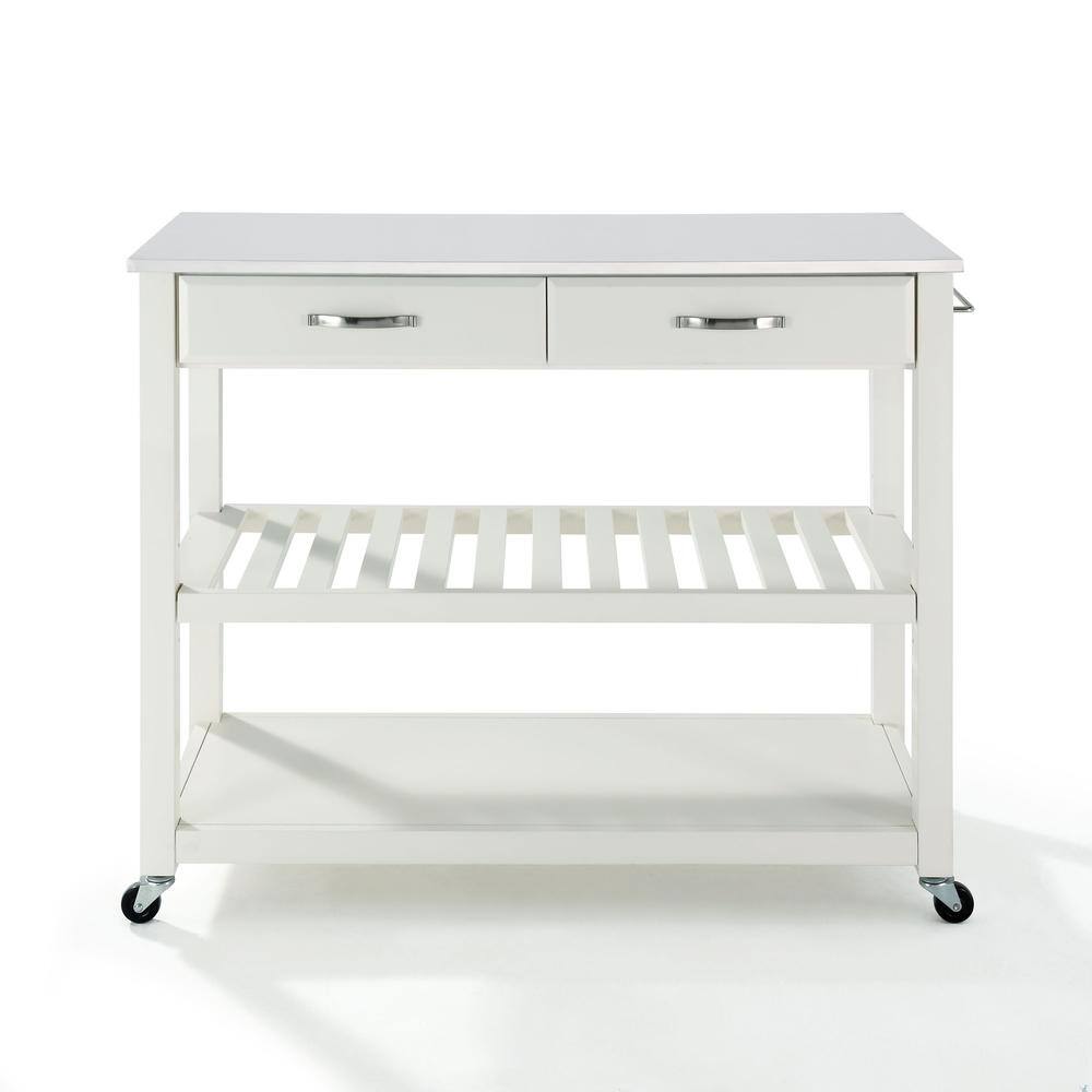 Front. Crosley Furniture - Stone Top Kitchen Prep Rolling Cart - White.