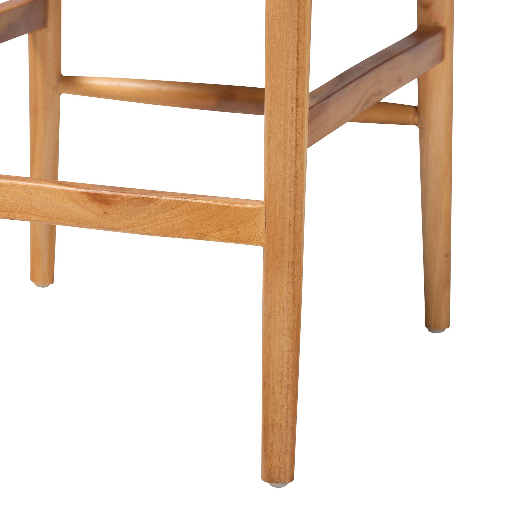 Alt View 2. bali & pari - Fika Counter Stool with Woven Seagrass Seat - Handwoven Wicker Stool with Arms and Wishbone Backrest, Coastal Seating - Honey/Natural Brown.
