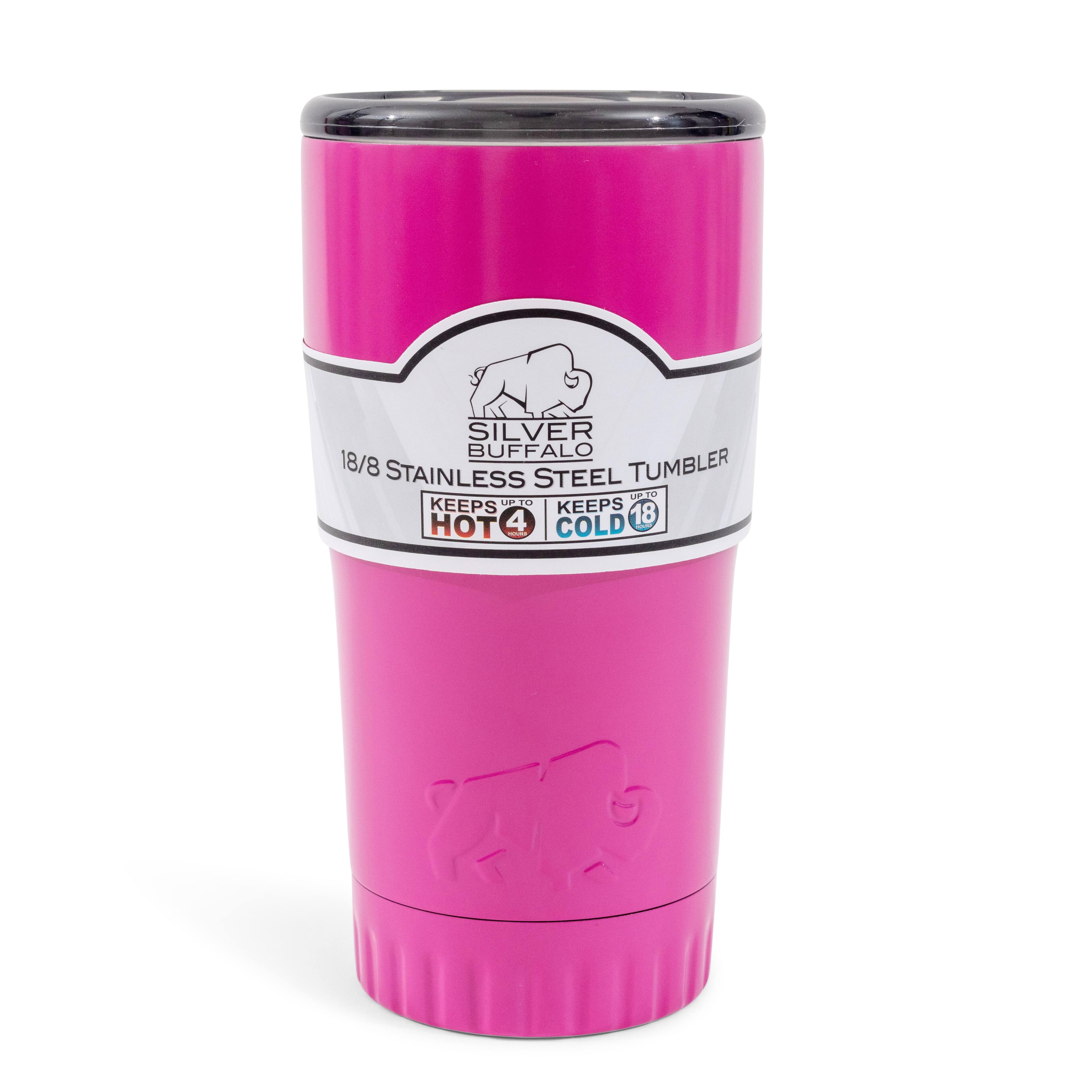 SILVER BUFFALO  
18/8 STAINLESS STEEL TUMBLER  
KEEPS UP TO 4 HOT  
KEEPS UP TO 16 COLD