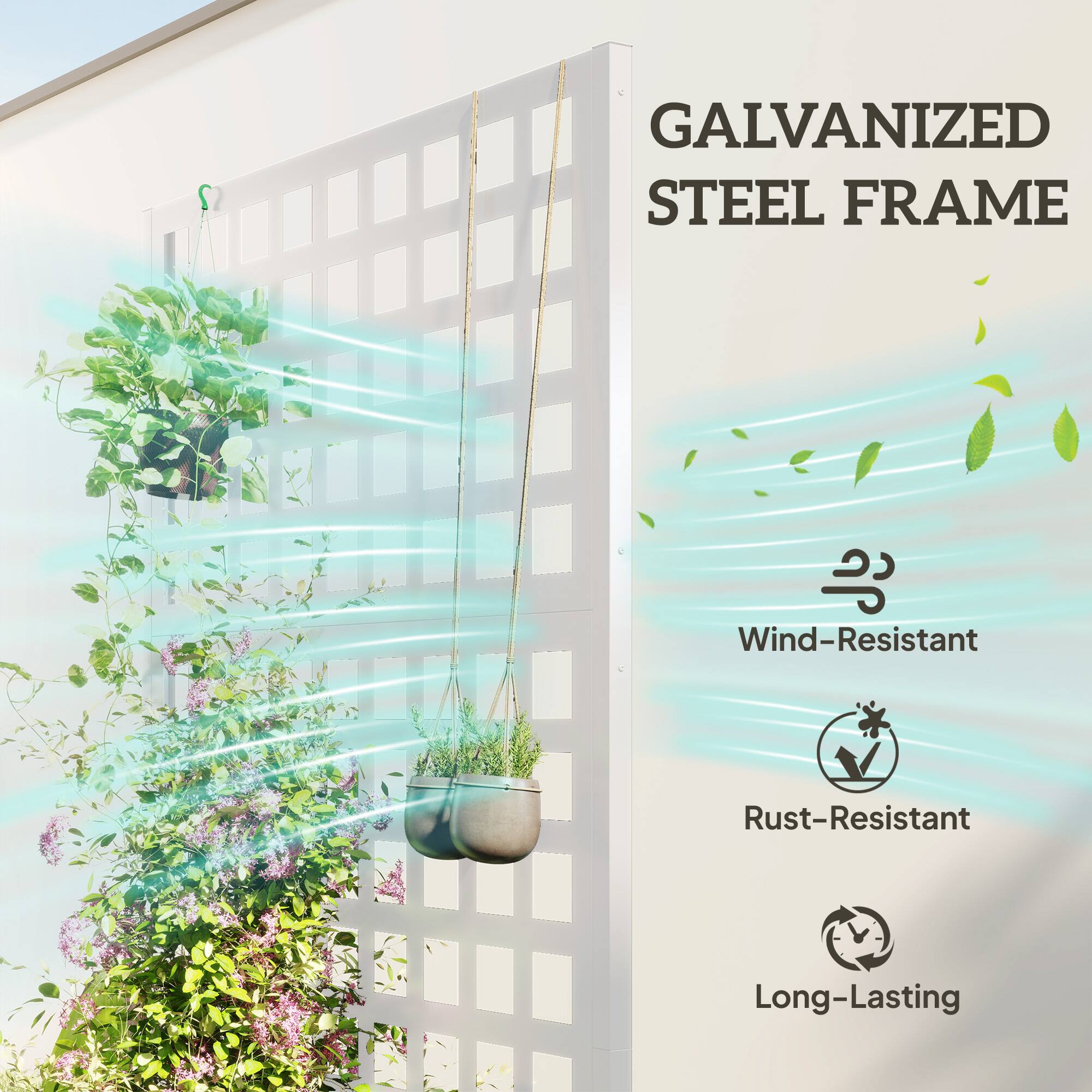 GALVANIZED STEEL FRAME

- Wind-Resistant
- Rust-Resistant
- Long-Lasting