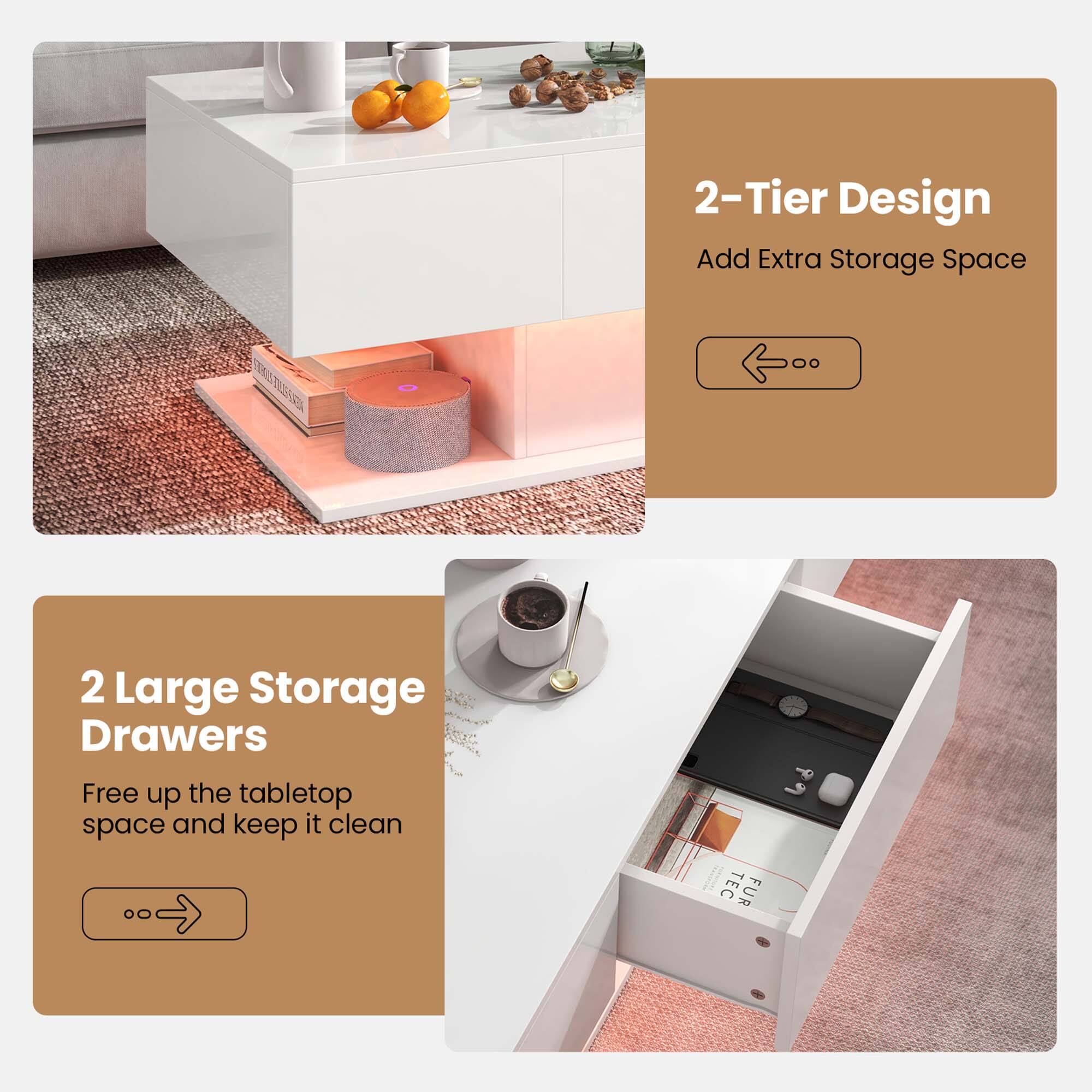 2-Tier Design Add Extra Storage Space Free up the tabletop space and keep it clean.