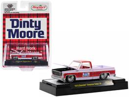 M2 - 1973 Chevrolet Cheyenne Super 10 Pickup Truck White Red Top Red Plaid Stripe "Dinty Moore" Limited 9350pcs 1/64 - White With Red