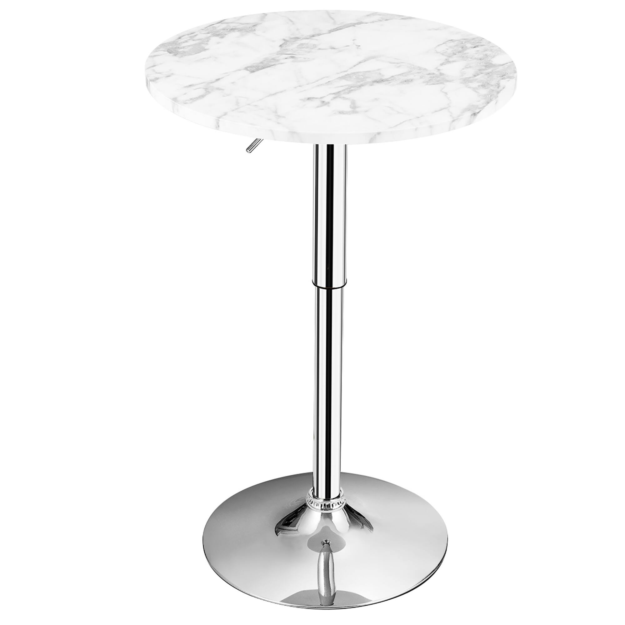 Alt View 2. Costway - 4PCS Round Bistro Bar Table Height Adjustable 360-degree Swivel - White.