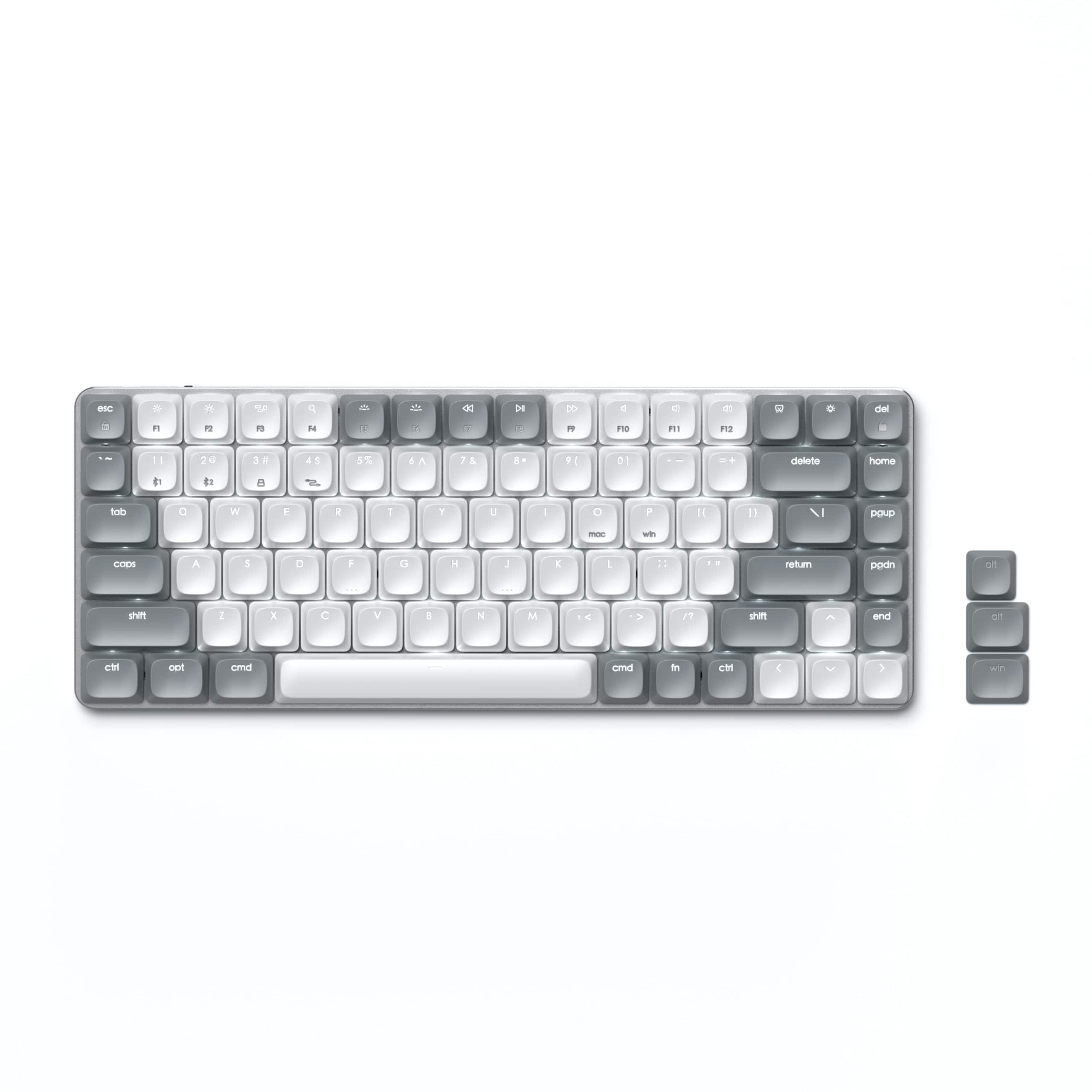 Satechi - SM1 75% Mechanical Keyboard, Backlit Bluetooth/2.4GHz/USB-C, 84 Keys - Light Gray/White