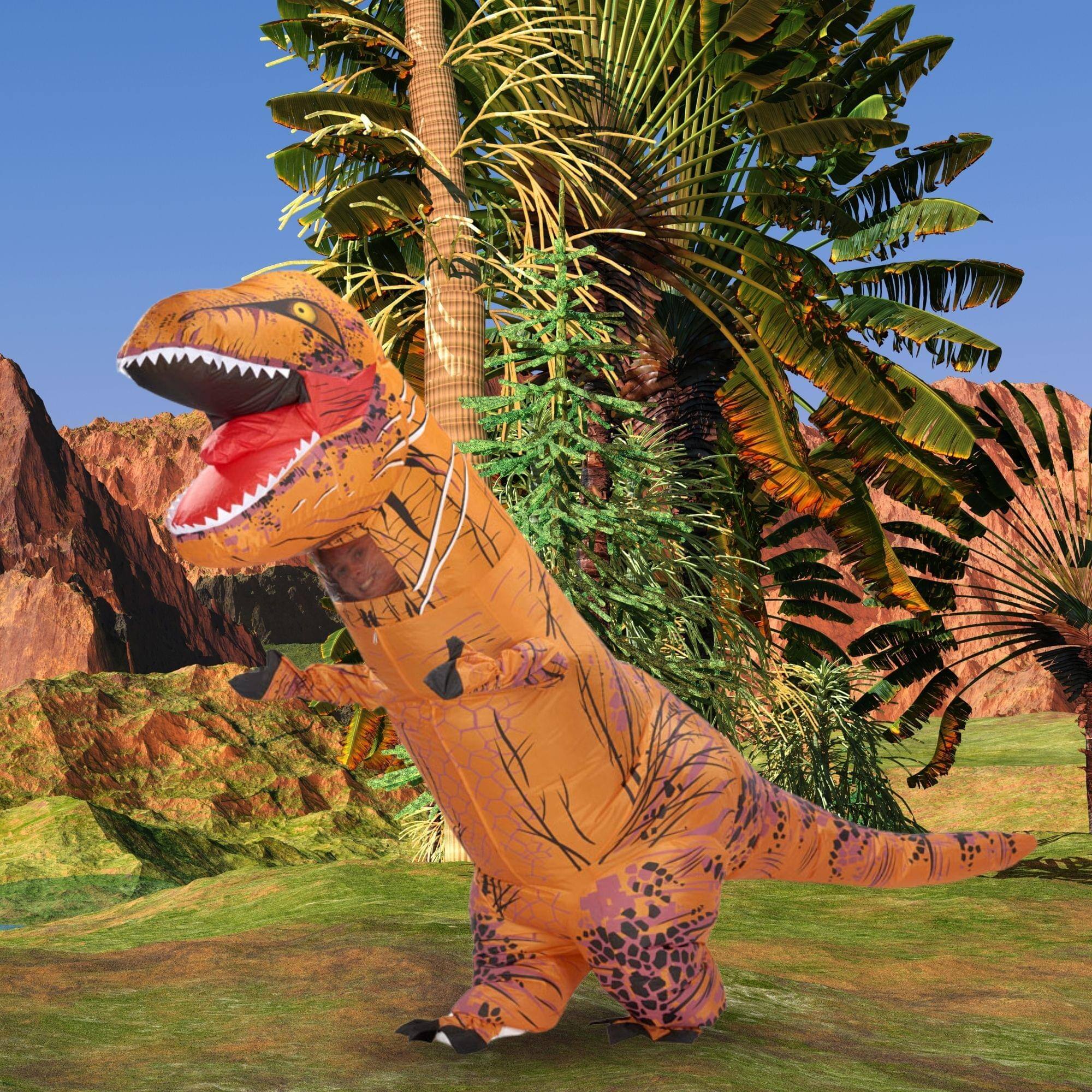 Alt View 2. Orion Costumes - Inflatable Dinosaur Adult Costume One Size - Tan.