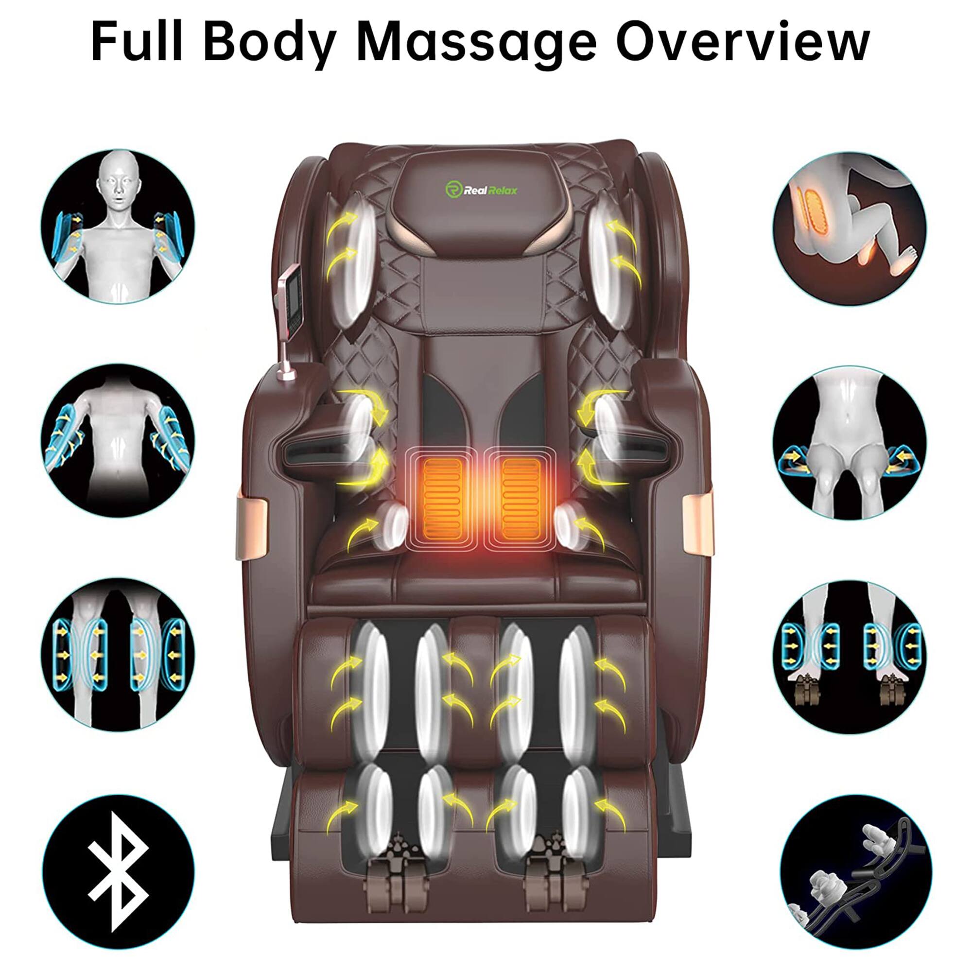 Full Body Massage Overview

- Neck and Shoulder Massage
- Back and Lumbar Massage
- Leg and Foot Massage
- Heat Therapy
- Shiatsu Massage
- Foot Roller Massage
- Hand Massage
