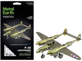 Metal Earth - Model Kit Lockheed Martin P-38 Lightning Fighter Aircraft #162 United States Army Air Forces (Challenging Difficulty) - Green