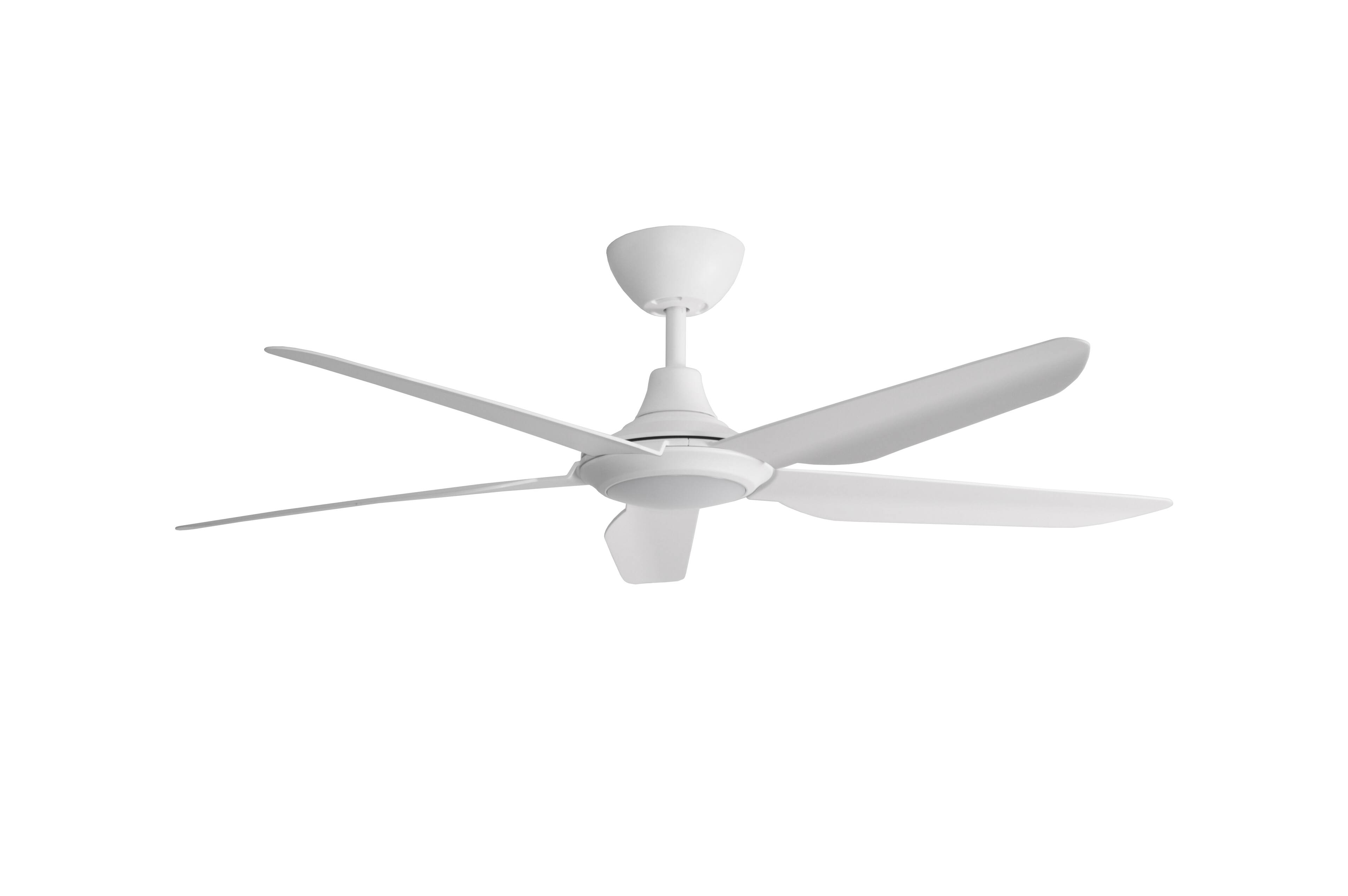Alt View 4. ENLIGHT - 56" Smart Ceiling Fan, IP66 Outdoor/Coastal, CCT & Dimmable LED, Durable, Efficient + Quiet DC Motor, Matter, 5 Blades - White.