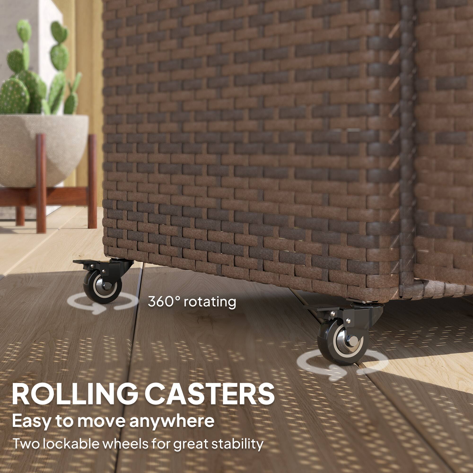 ROLLING CASTERS, 360° rotating, Easy to move anywhere, Two lockable wheels for great stability