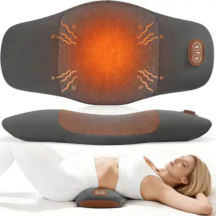 Front. Morfone - 3-in-1 Electric Back Heating Massage Lumbar Support Pillow for Car, Home, and Office Use.