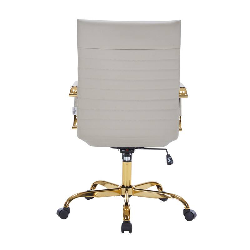 Alt View 5. LeisureMod - Harris Ergonomic High-Back Office Chair Leather Upholstery, Adjustable Swivel, Tilt, and Gold Stainless Steel Frame - Tan.