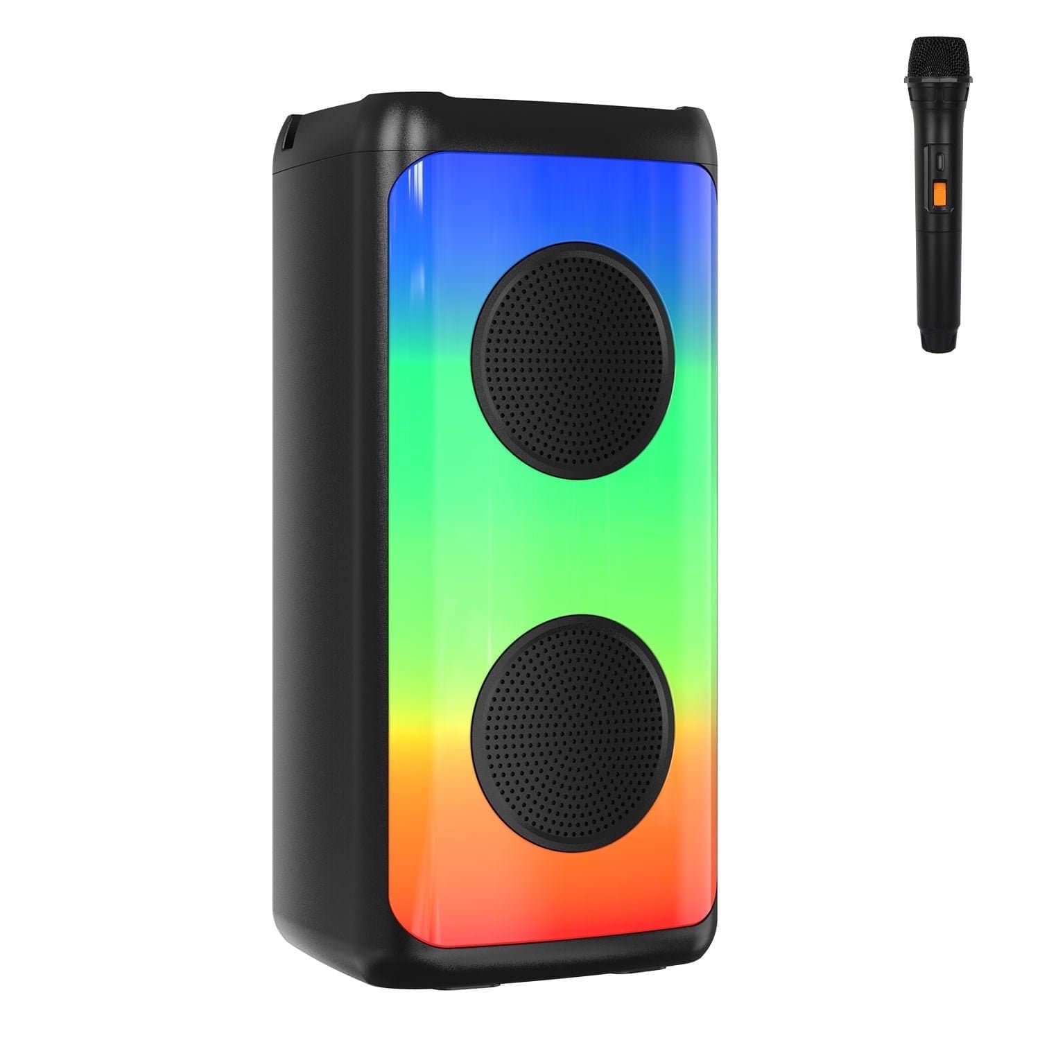 MOVSSOU - Karaoke Machine with LED Lights & Wired Microphone - Portable Bluetooth Speaker for Adults & Kids, Supports AUX/USB/TF