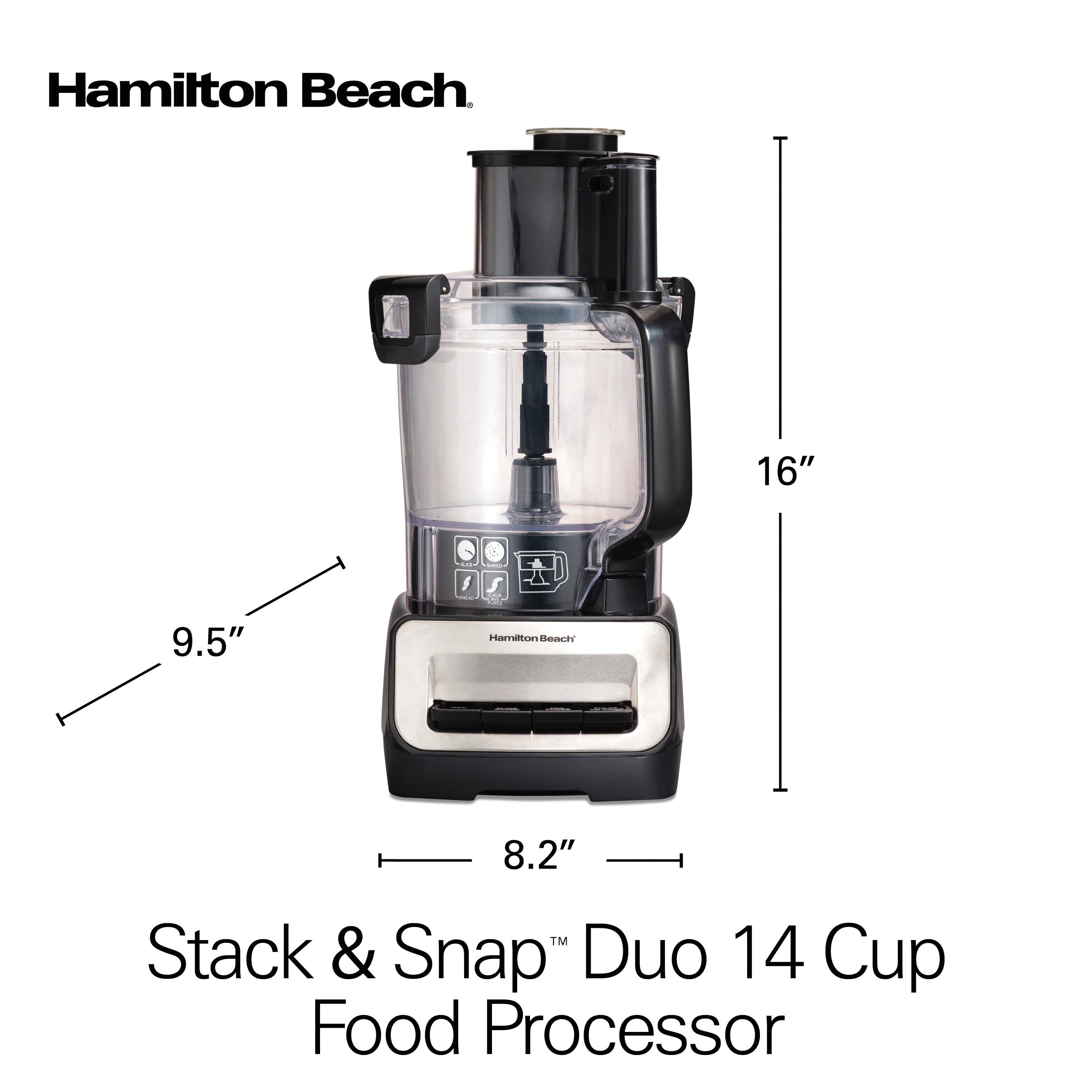Hamilton Beach
Stack & Snap™ Duo 14 Cup Food Processor
16"
9.5"
8.2"