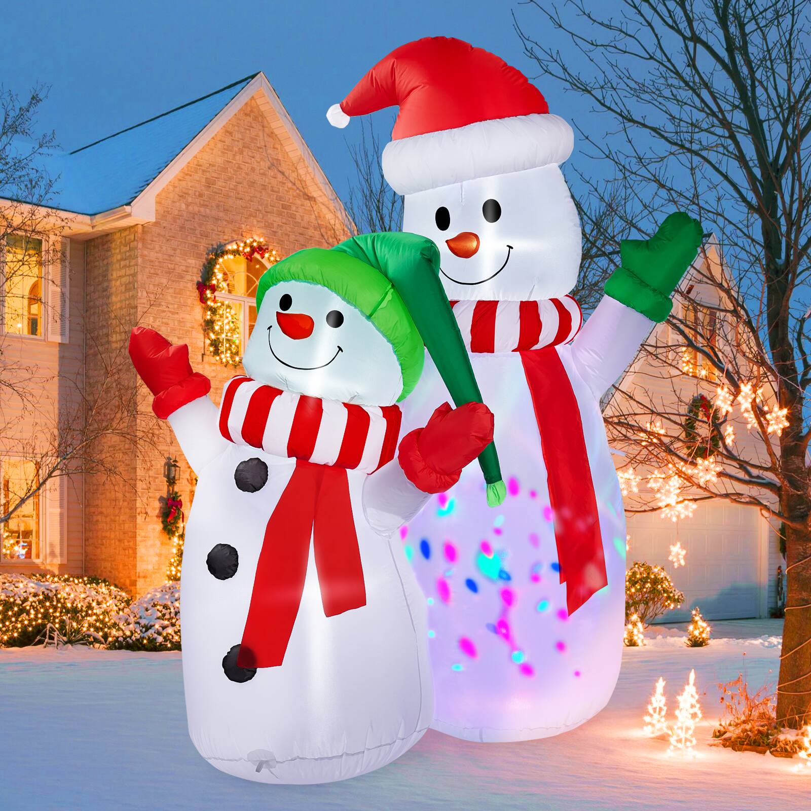 Alt View 7. CAMULAND - 6FT Inflatable Christmas Decorations Snowman with Built-in LED Lights for Outdoor Blow-up Decor - White.