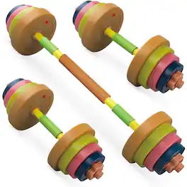 Hanke - Exercise Weight Set 2 in 1 Barbell And Dumbbell Workout Equipment Beginner Gym For Pretend Play Lifting - Multi