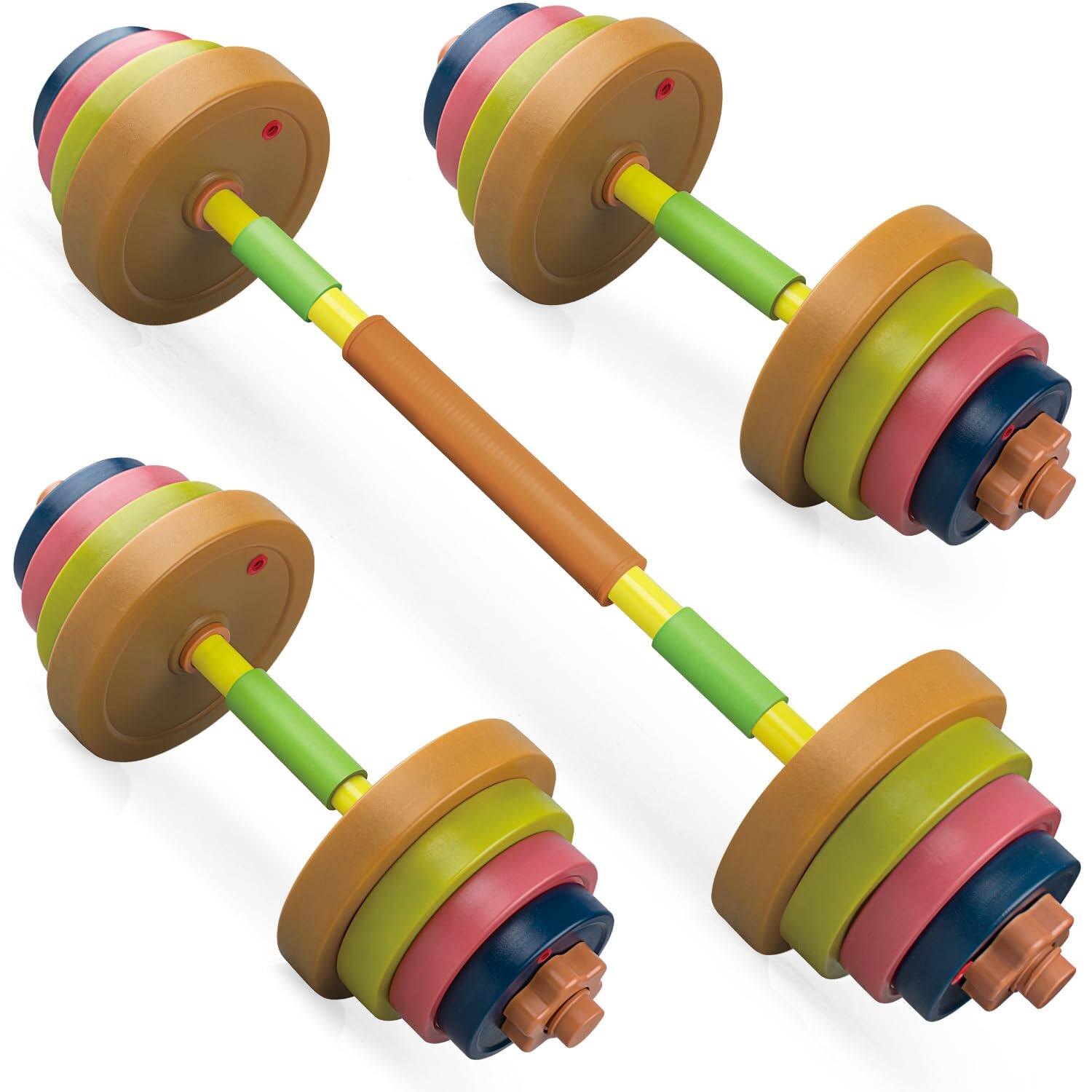 Front. Hanke - Exercise Weight Set 2 in 1 Barbell And Dumbbell Workout Equipment Beginner Gym For Pretend Play Lifting - MULTI.