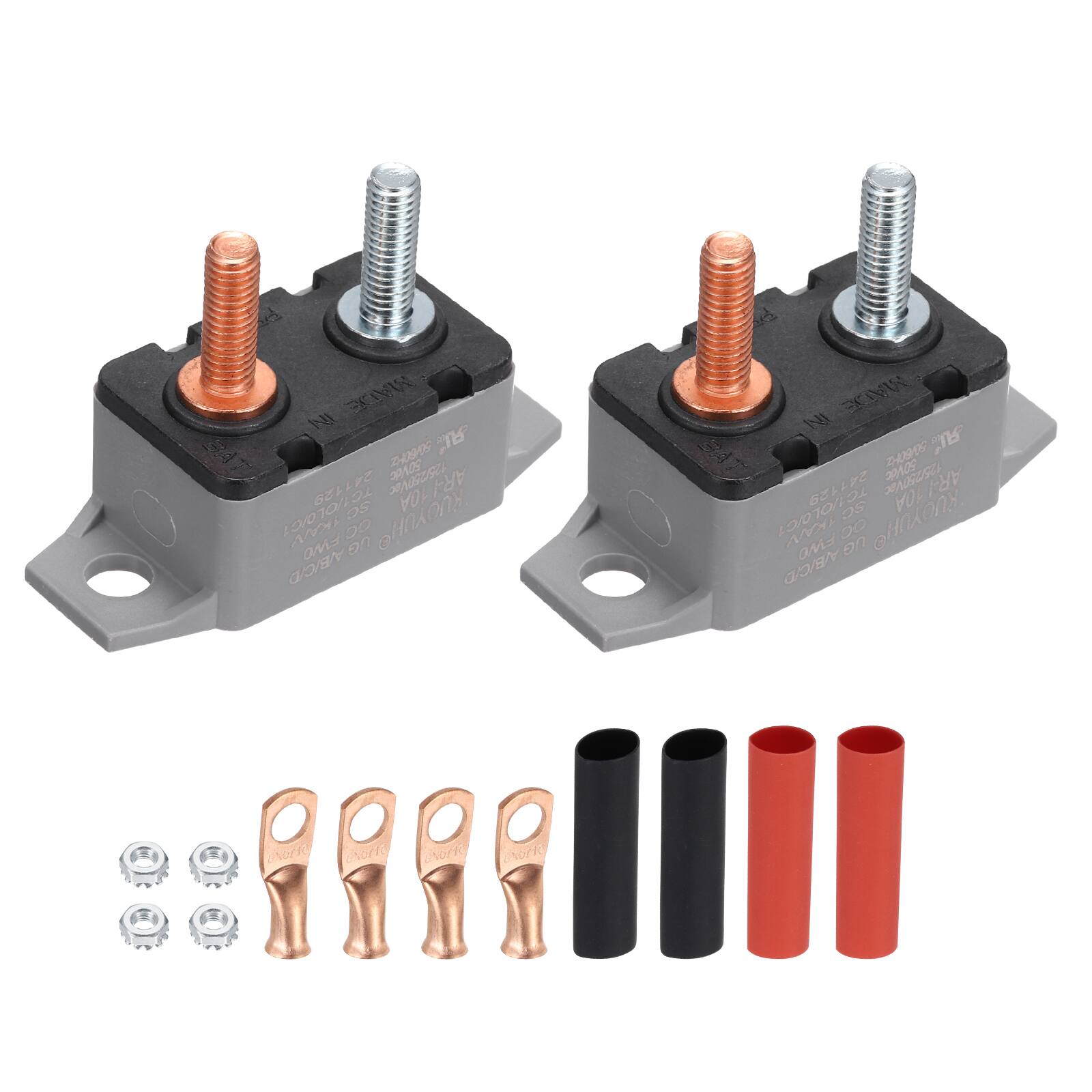 Unique Bargains - 2Set DC50V AC125/250V 10A CB, Auto Reset Stud Bolt Type, Screws, Nuts, Wire Clamps, Heat Shrink Tubing, Auto - Gray price history on PriceWatchPro