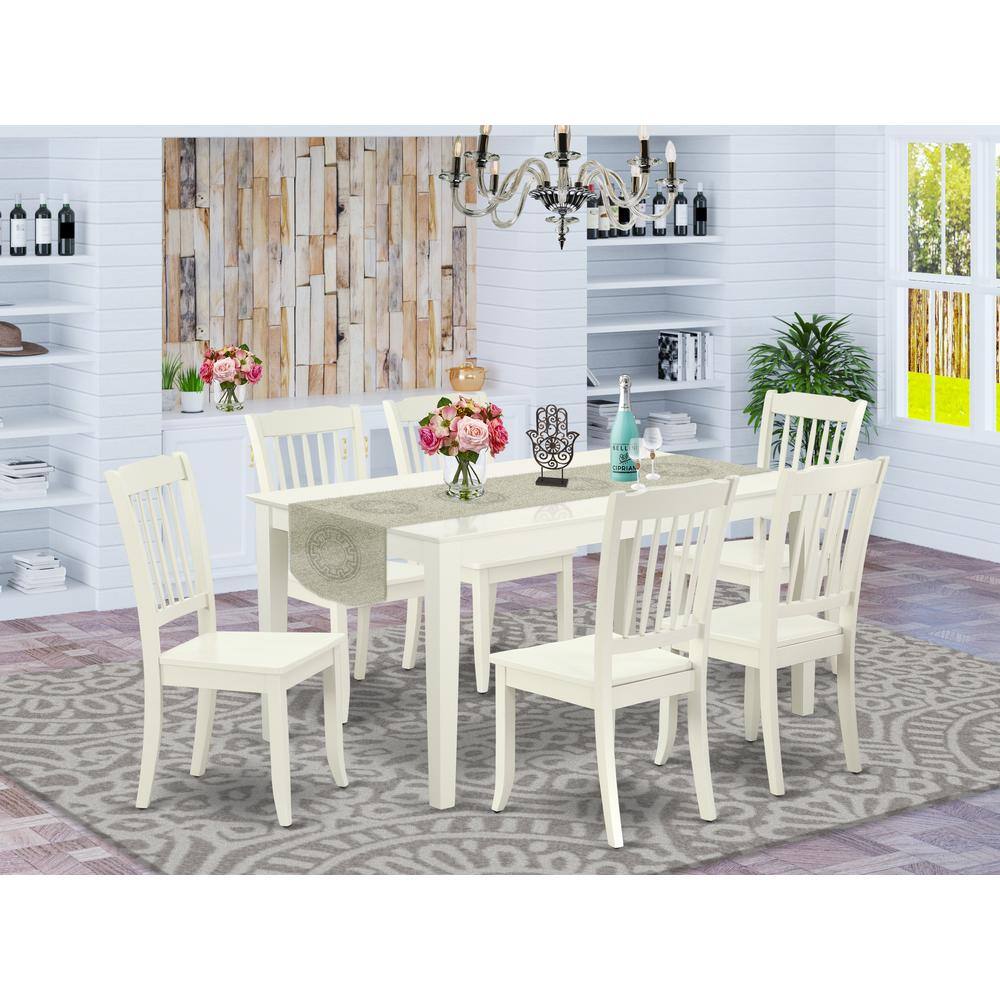 Left. East West Furniture - Dining Room Set Linen White - Brown.