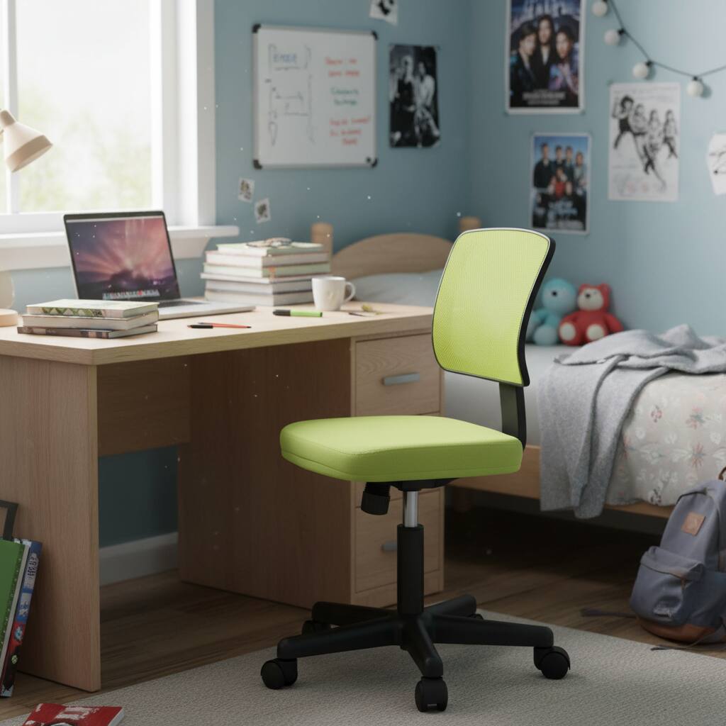 Angle. AOITUN - Green office computer desk chair - ergonomic design, adjustable height, breathable mesh for home or office - Green.
