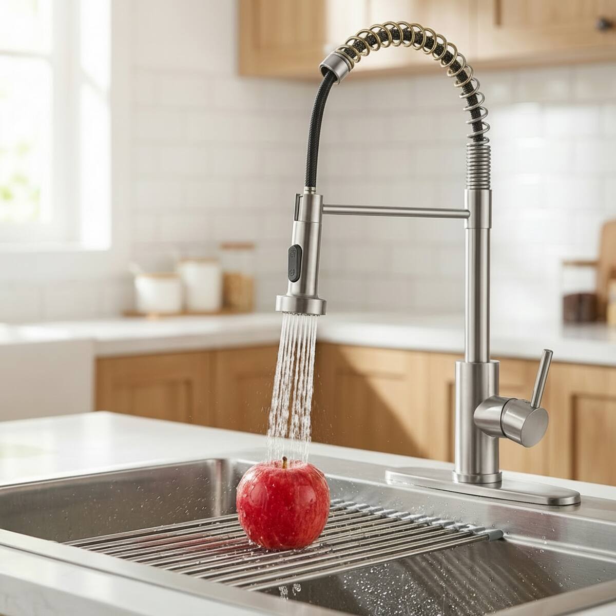 Alt View 7. Ropilly - Ropilly Pull Down Kitchen Faucet, Industrial Style Single Handle Kitchen Faucet, Brushed Nickel, 1 Hole or 3 Hole - Brushed Nickel.