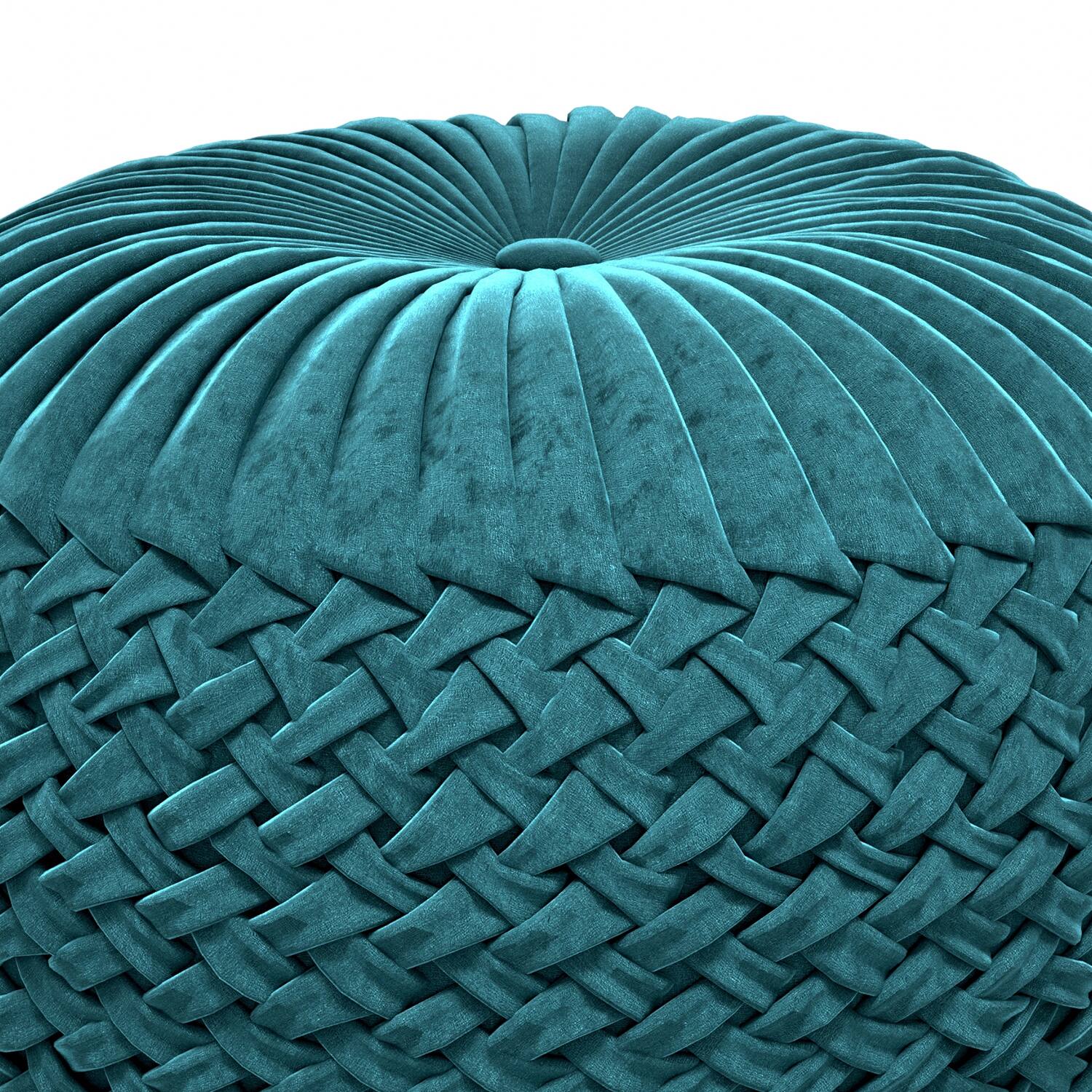 Left. Simpli Home - Grafton Velvet Round Pouf - Teal.