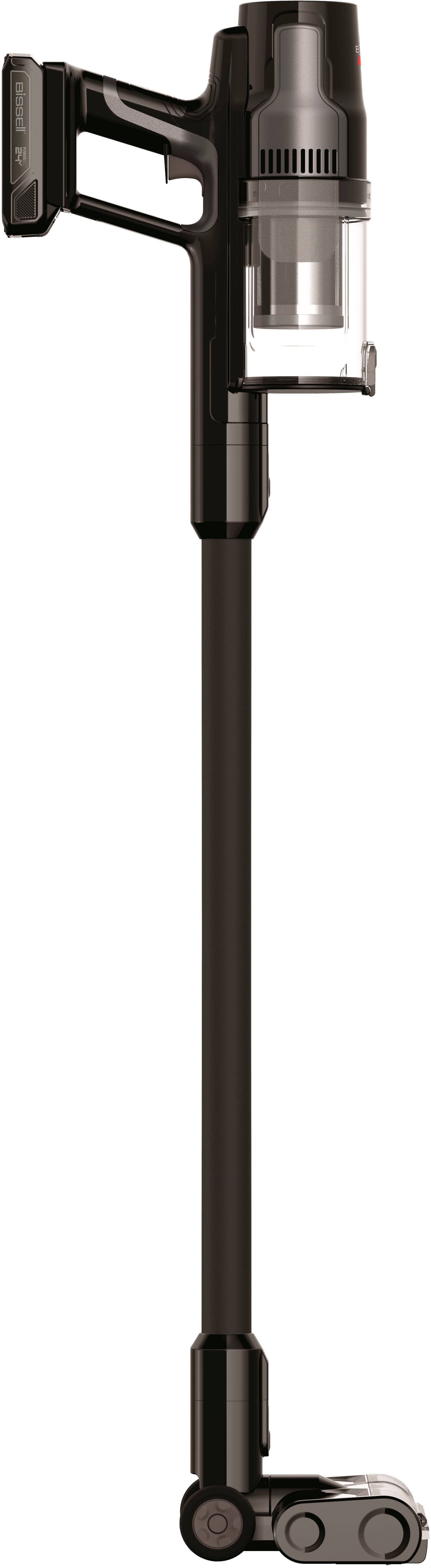 Left. BISSELL - Cleanview XR 200W Cordless Stick Vacuum - Black with Silver Accents.