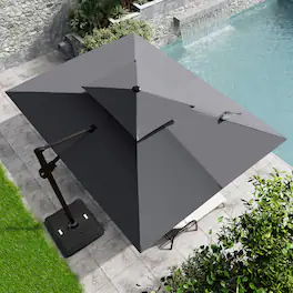 Crestlive Products - 11ft UPF50+ Aluminum Double Top Slide-tilt Cantilever Patio Umbrella with 350lbs Wheeled Base - Dark Gray