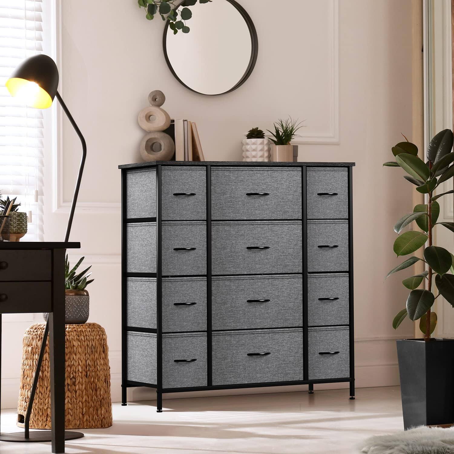 Alt View 2. Sorbus - Sorbus Dresser with 12 Drawers - Chest Organizer Unit with Steel Frame Wood Top and handle - Large Dresser - Black.