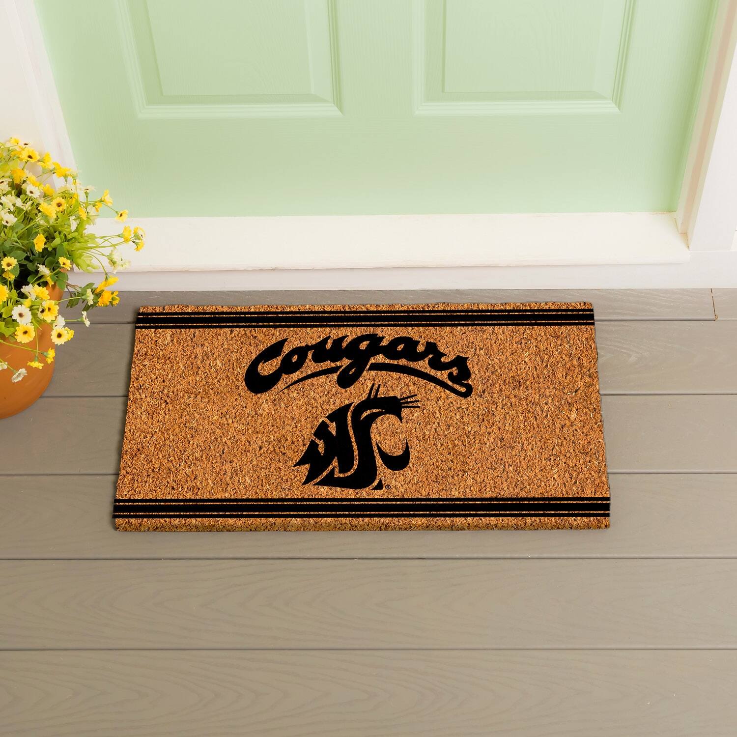 Alt View 2. Evergreen Enterprises - Washington State Cougars 16" x 28" Logo Turf Mat - Multicolor.