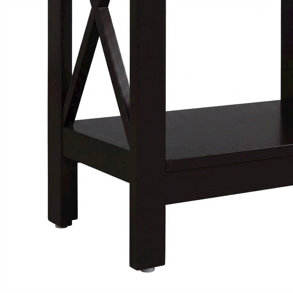 Alt View 3. FurniFact - Wooden End Table with Shelf - Espresso.
