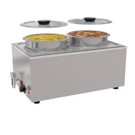 Koolmore - 8 Qt. Two-Pot Electric Countertop Food Warmer With Faucet, CFW-4T - Silver