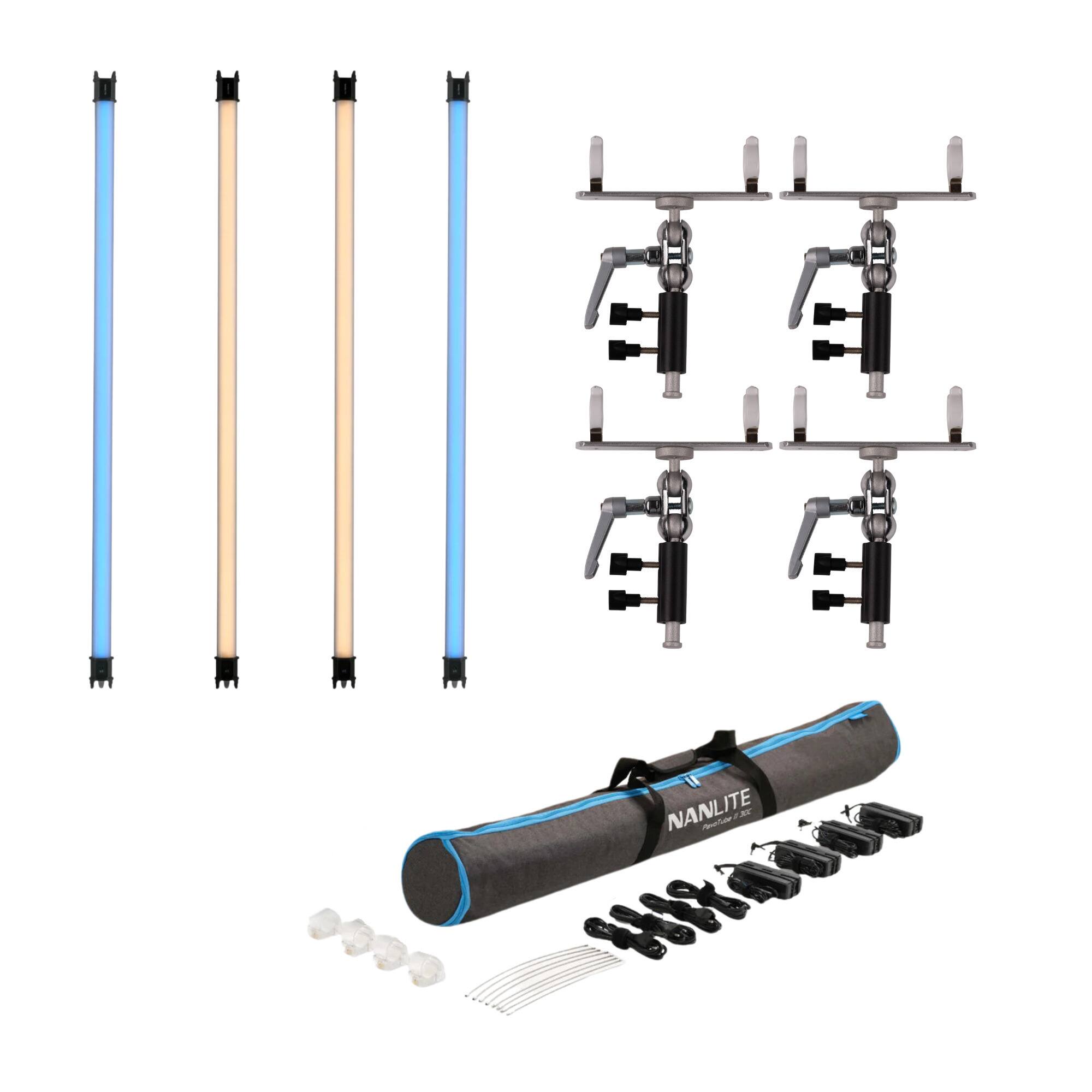 Angle. NANLITE - Nanlite PavoTube II 30C 4' LED Tube 4-Light Kit Bundle with Pavotube Holder.