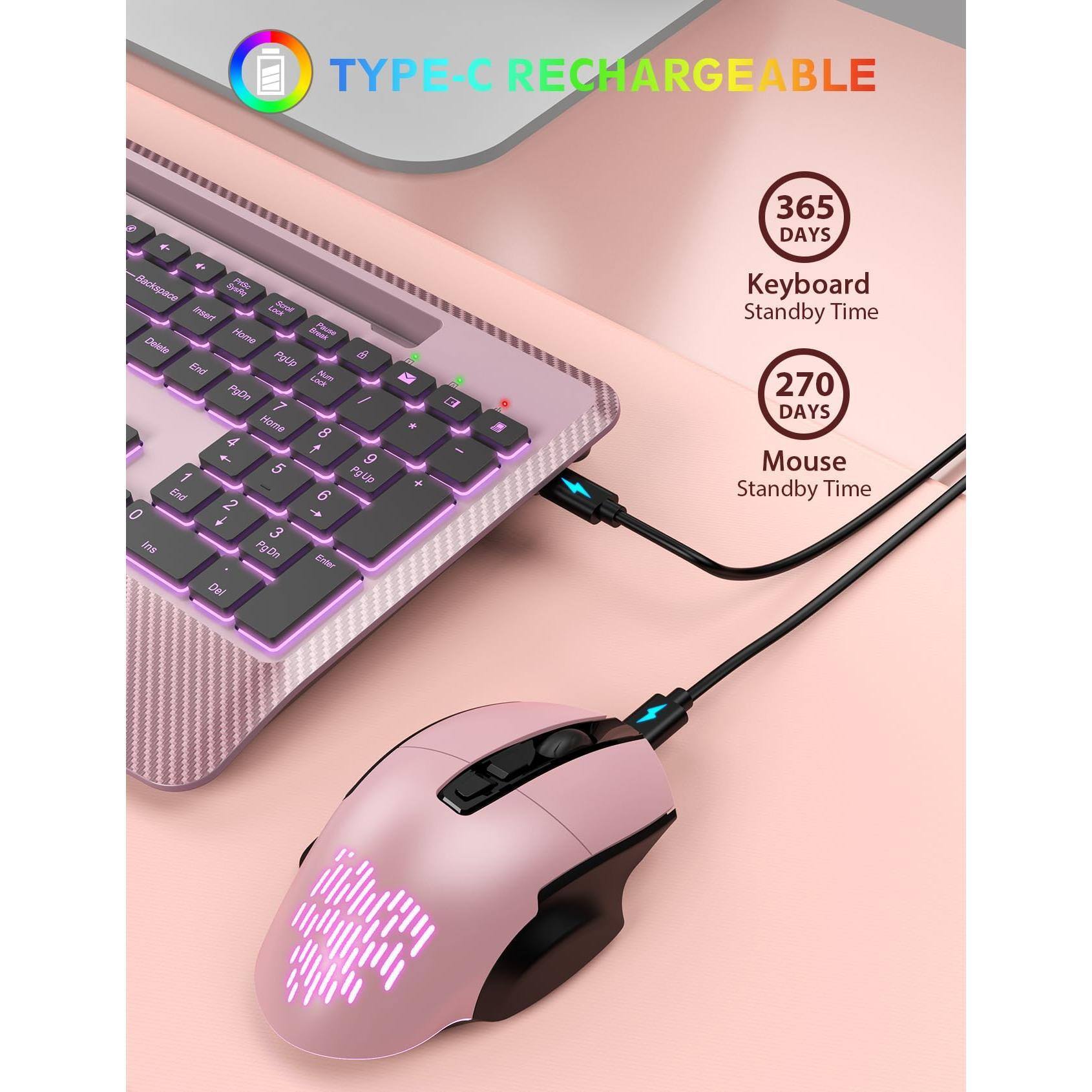TYPE-C RECHARGEABLE

365 DAYS
Keyboard Standby Time

270 DAYS
Mouse Standby Time