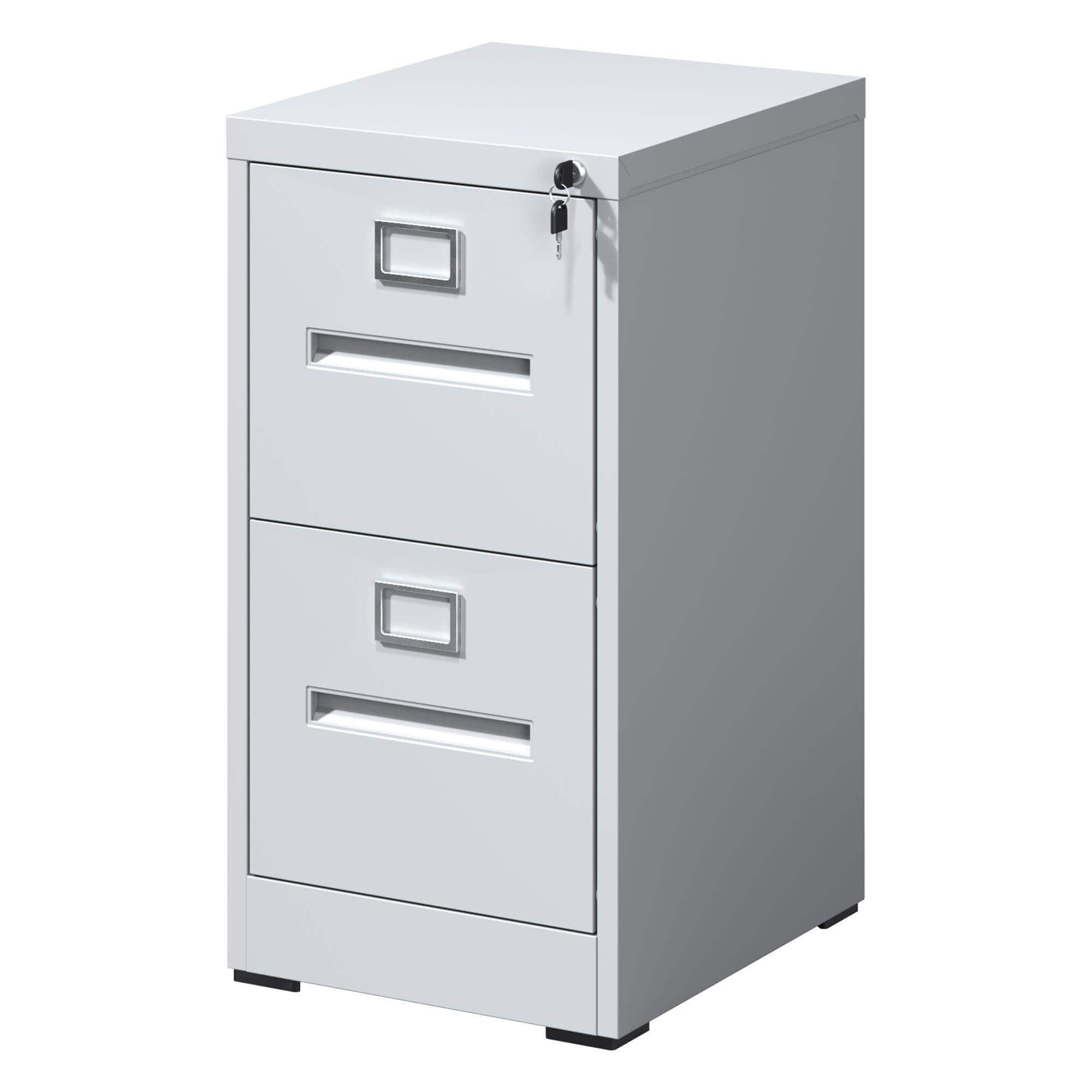 Mirfee - 2-Drawer File Cabinet with Lock, for A4/Legal/Letter Files - White
