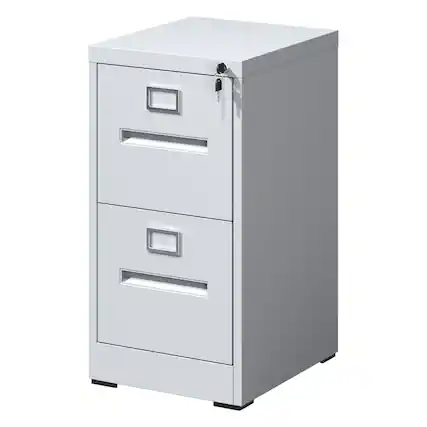 Front. Mirfee - 2-Drawer File Cabinet with Lock, for A4/Legal/Letter Files - White.