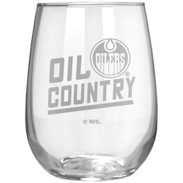 Great American Products - Edmonton Oilers Etched 17oz. Rally Cry Stemless Wine Glass - Multicolor